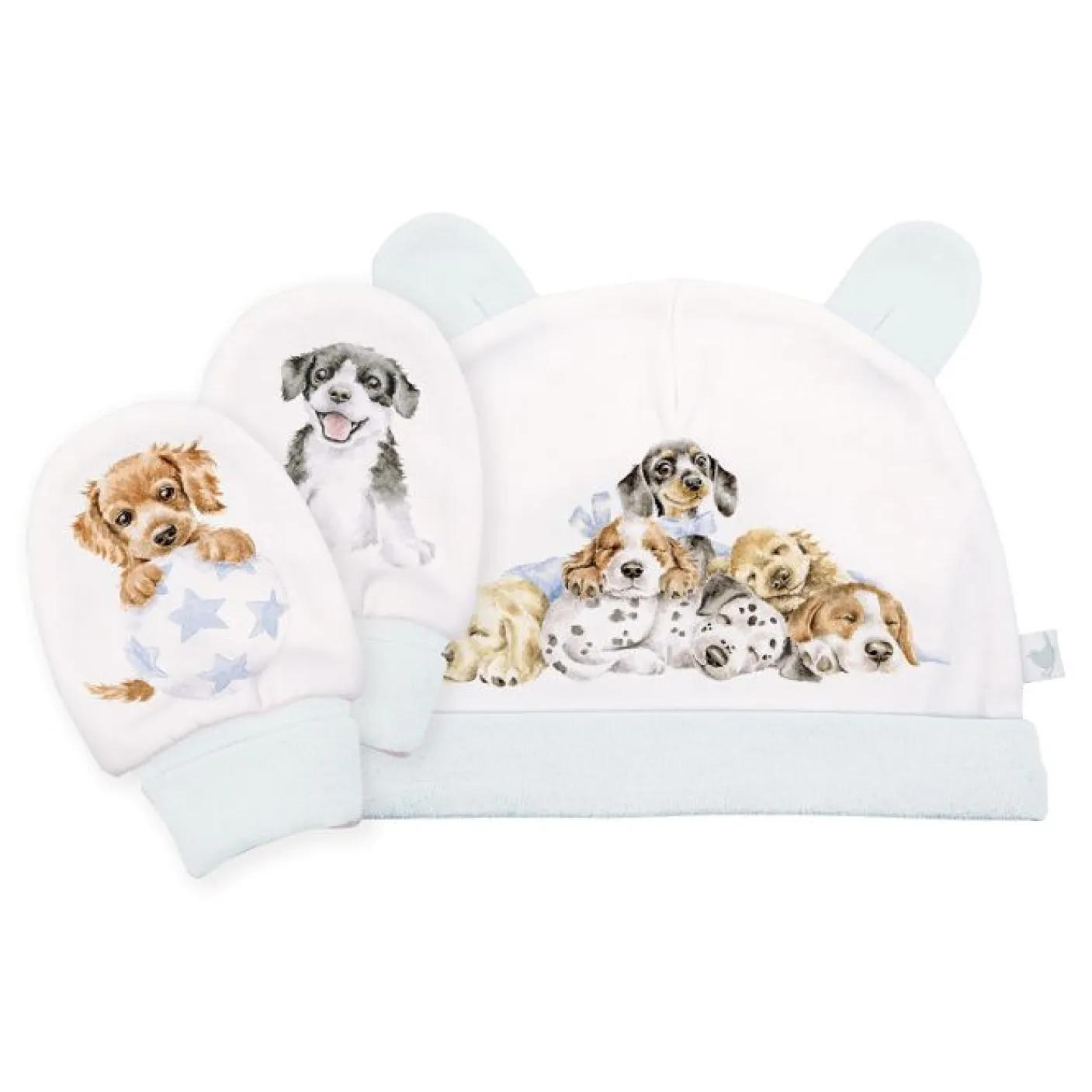 'Little Paws' Dog Baby Hat and Mittens Set