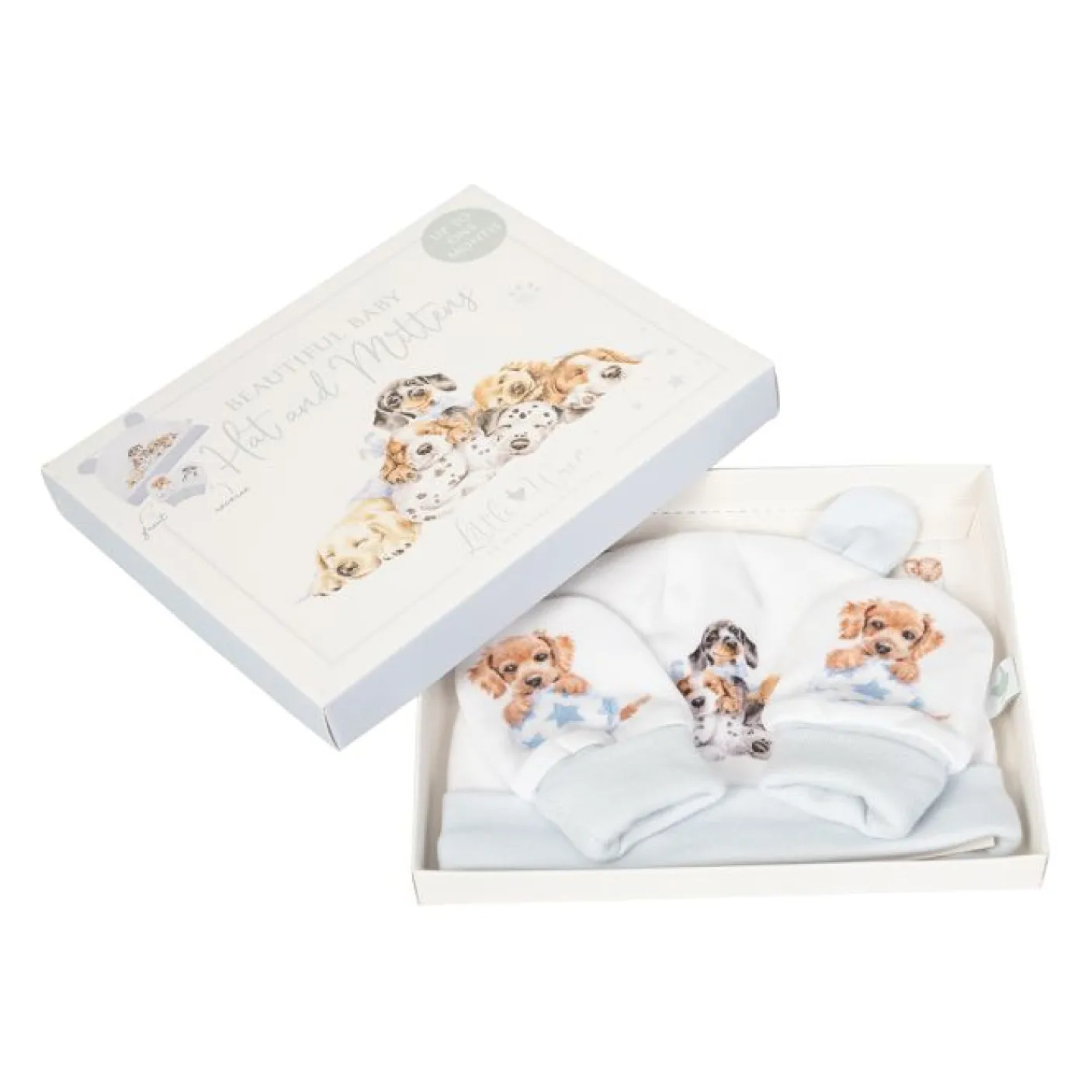 'Little Paws' Dog Baby Hat and Mittens Set