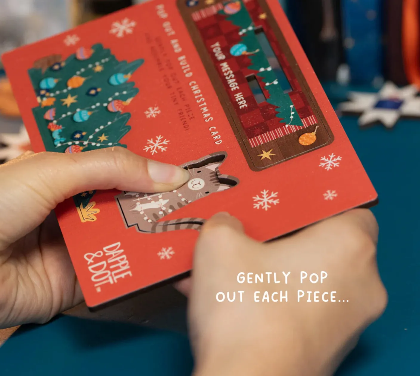 Cat & Fallen Christmas Tree Pop Out Card