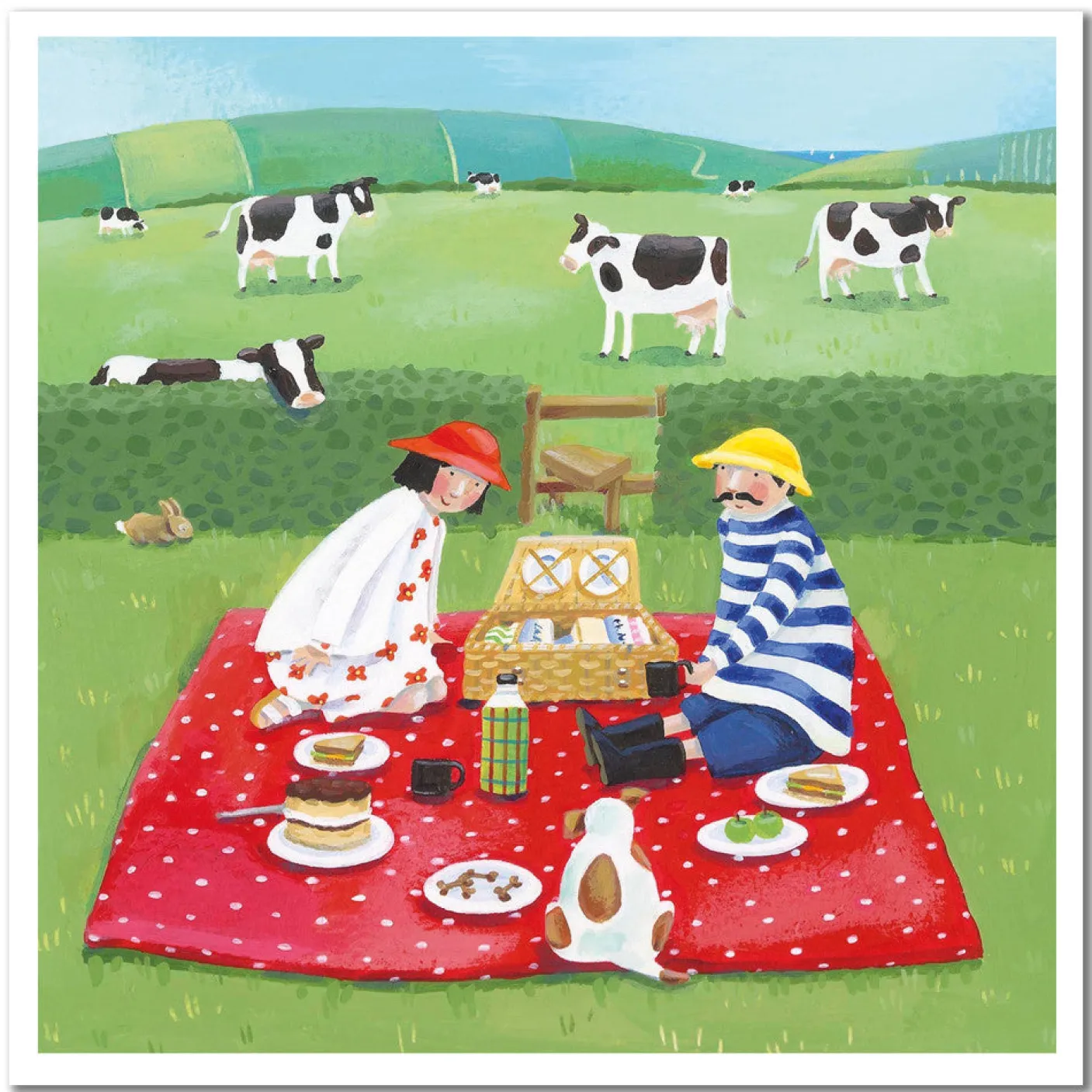 Picnic with the Cows Greetings Card