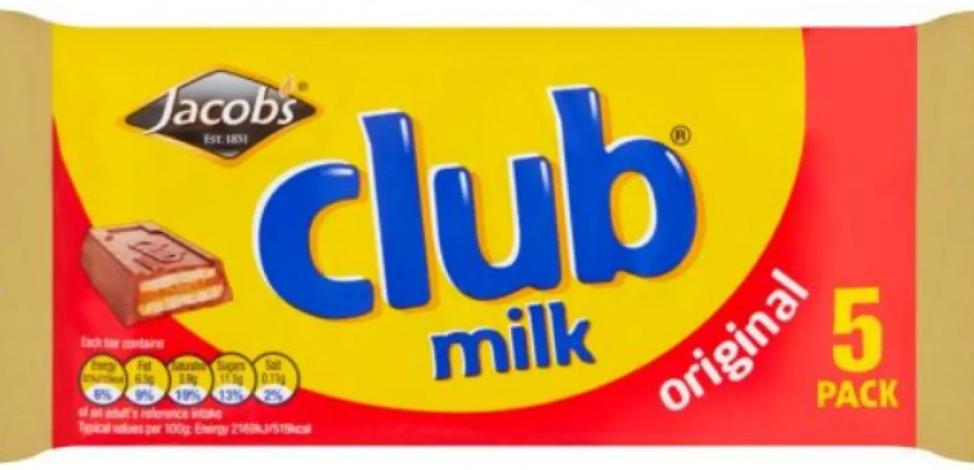 Jacob's Club Milk Chocolate Biscuit Bars 5 pack