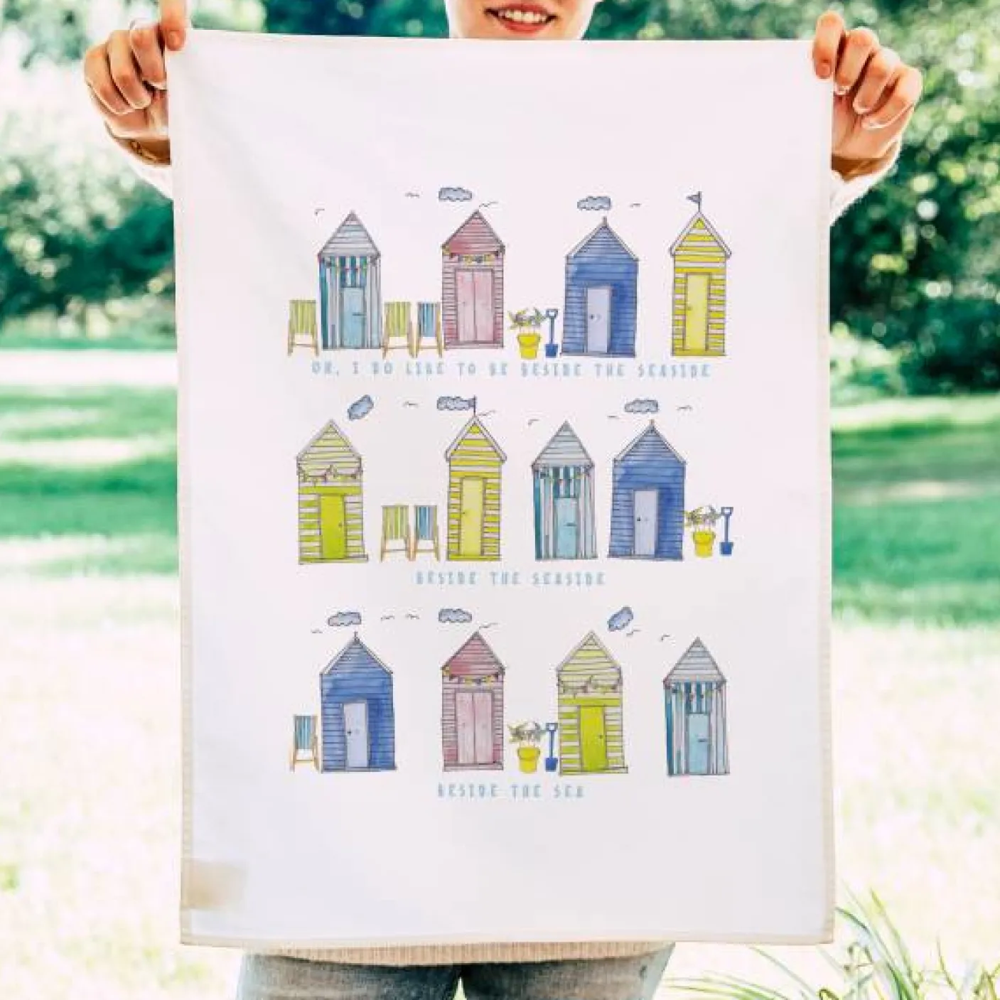 Beach Huts Tea Towel by This Is Nessie