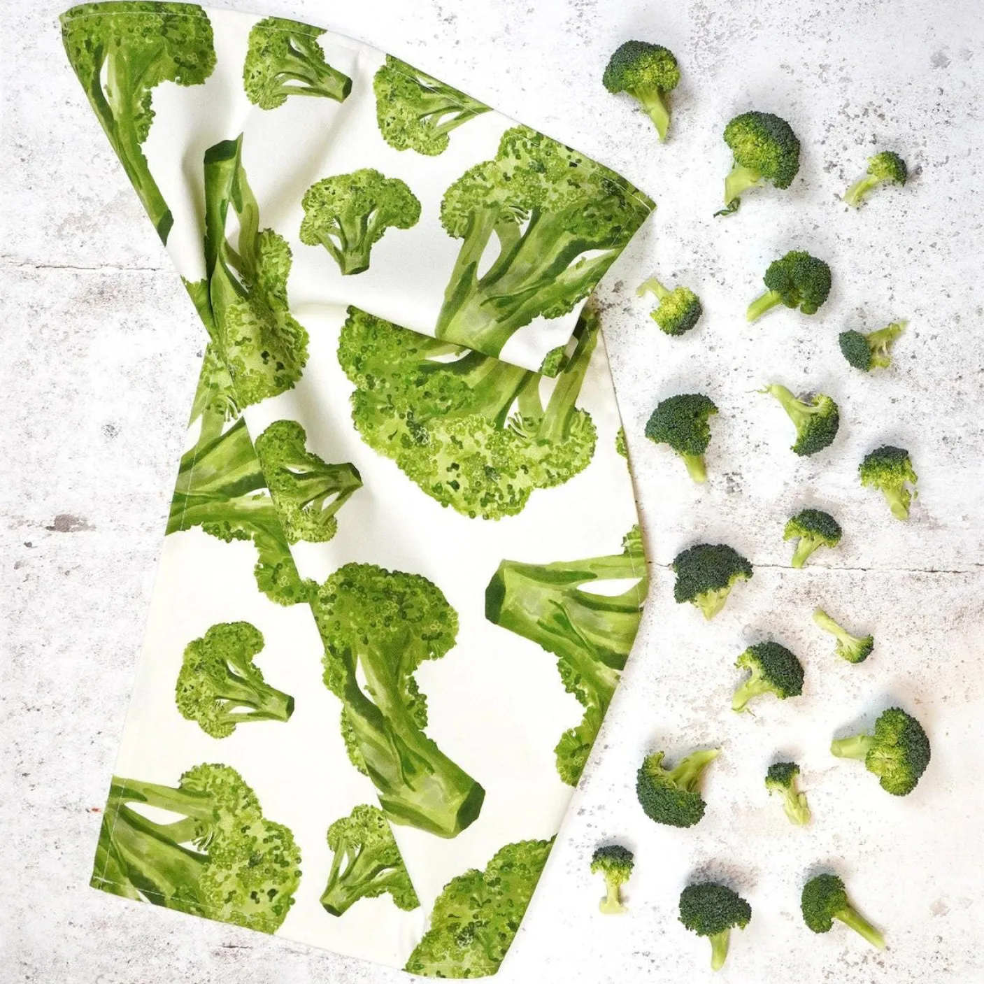 Broccoli Tea Towel by Corinne Alexander