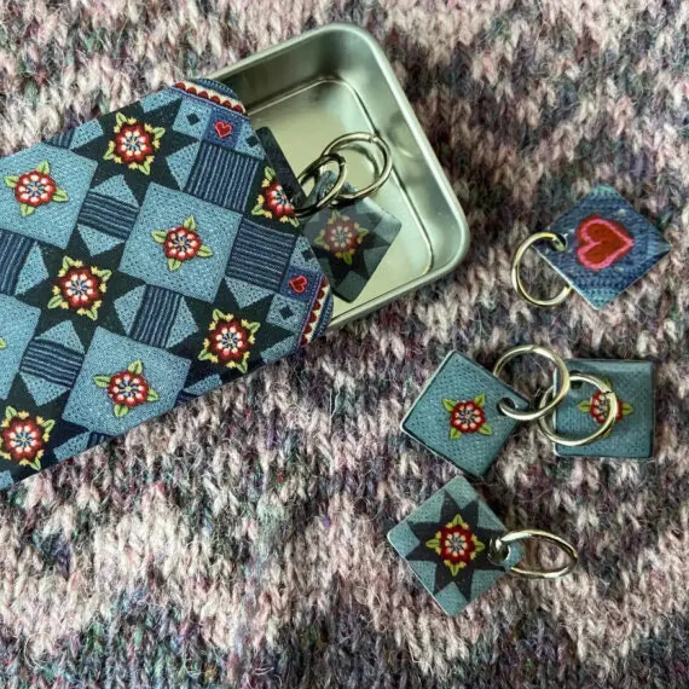 Indigo Dreams Set of 6 Stitch Markers in a Pocket Tin