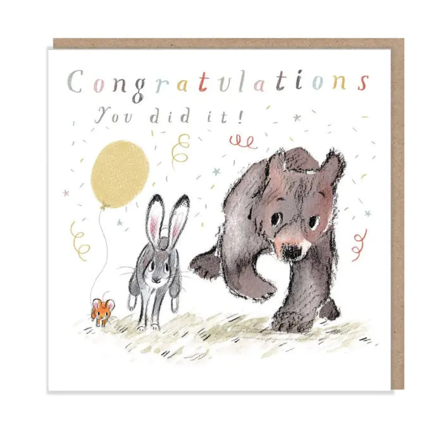 Bear and Hare "Congratulations You did it" Celebration Greetings Card