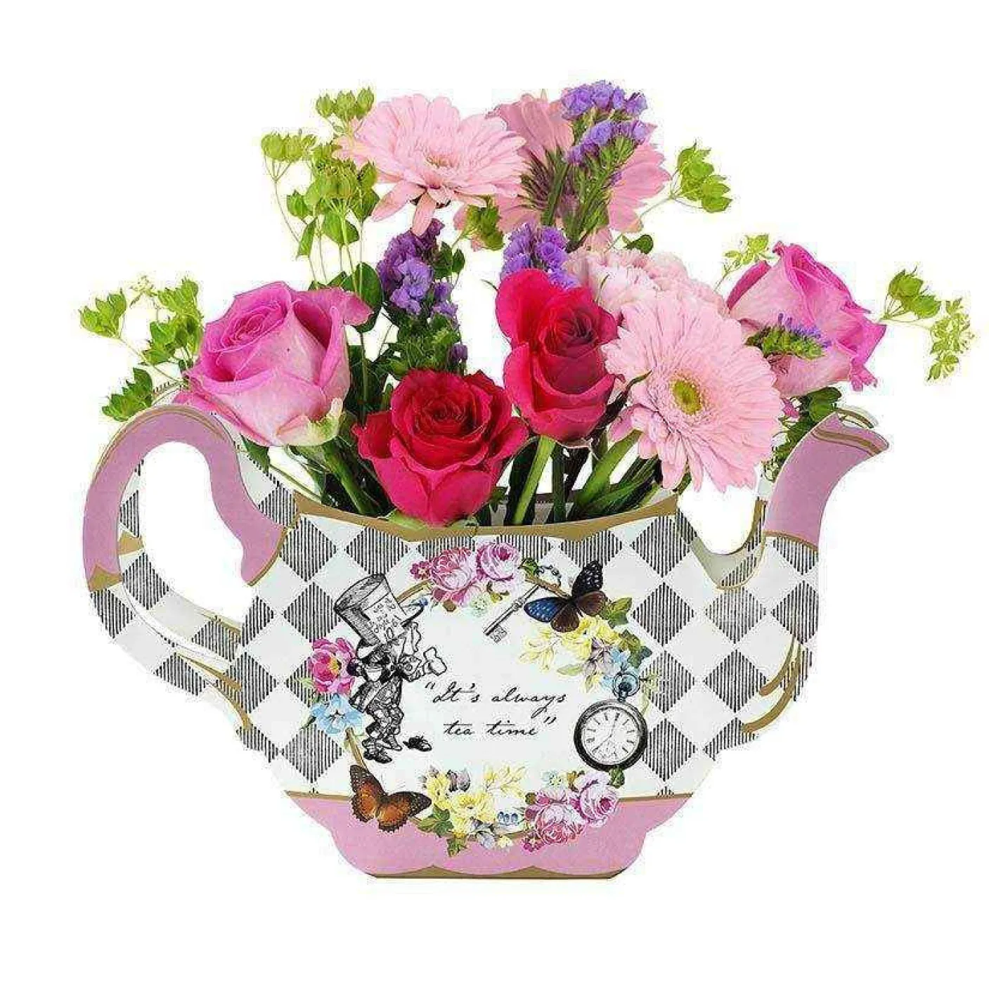 Alice in Wonderland Paper Teapot Flower Vase