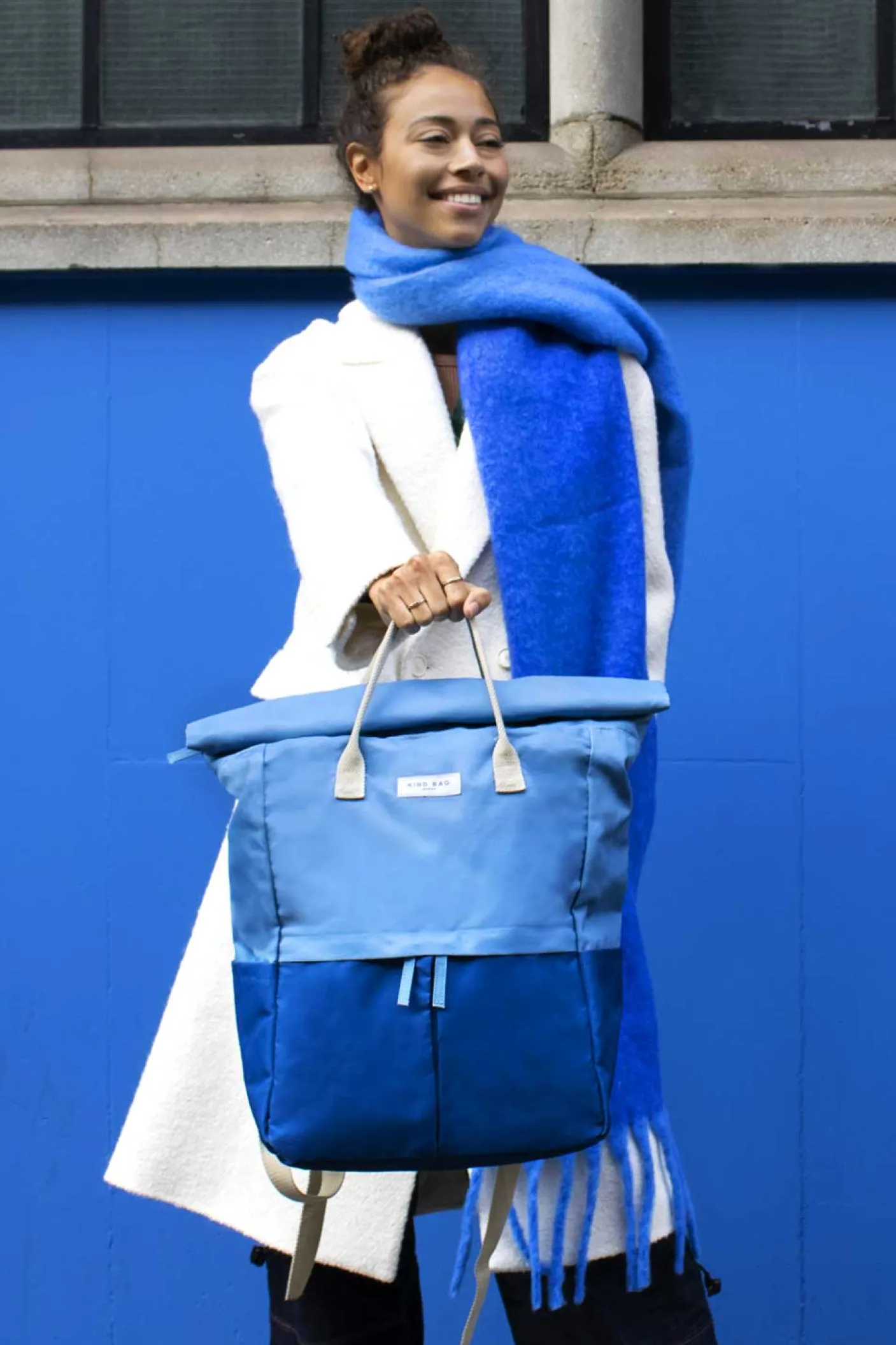 Light Blue and Navy Hackney Large Backpack