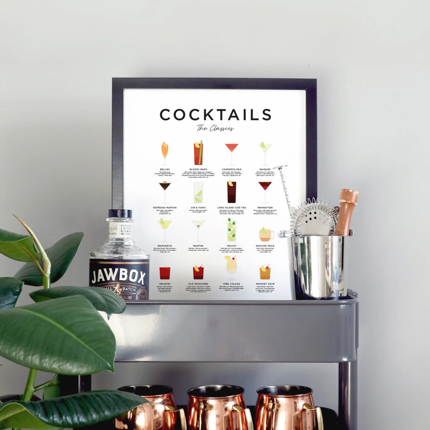Classic Cocktails Print - Framed