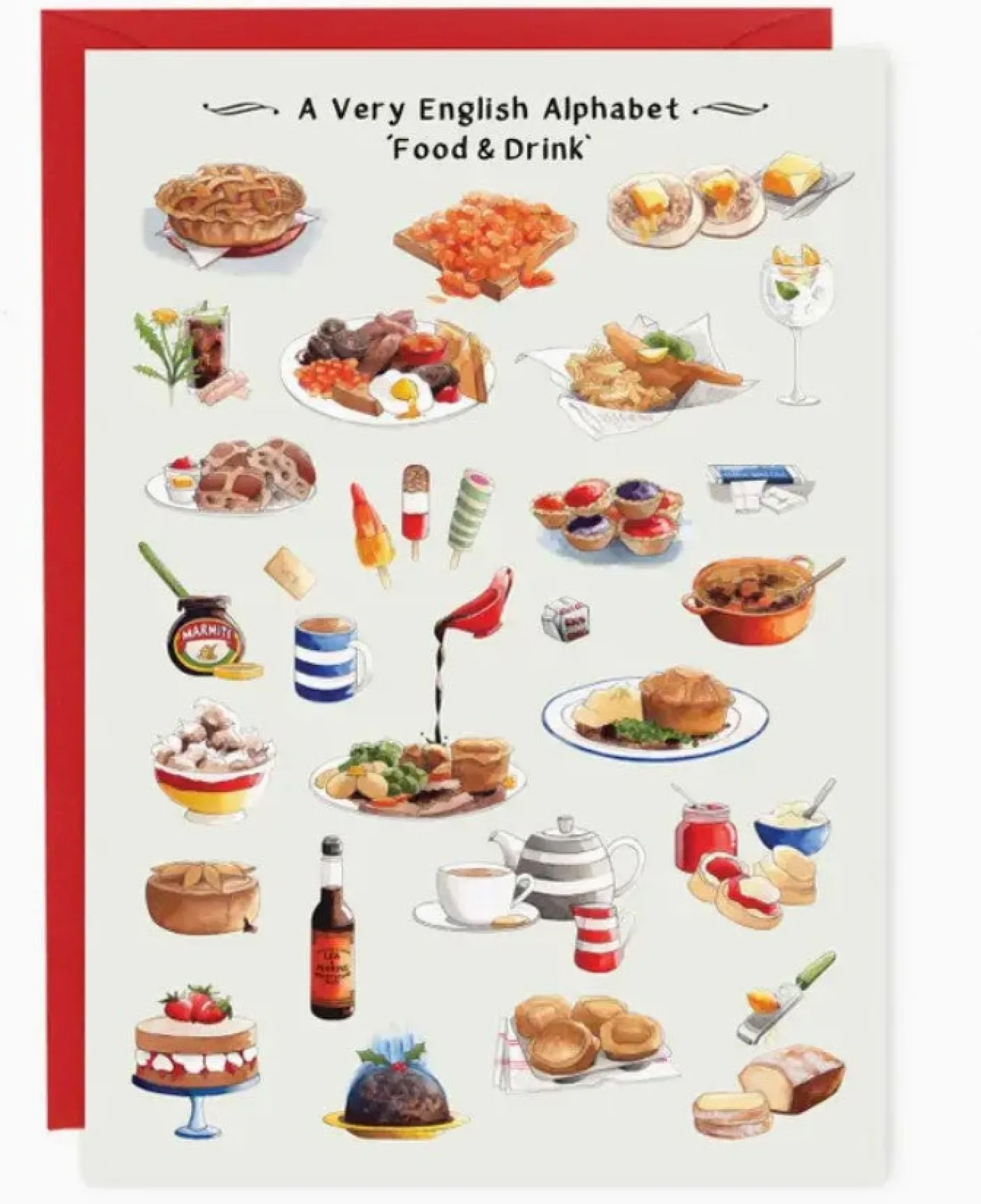 A Very English Alphabet Food & Drink Greeting Card