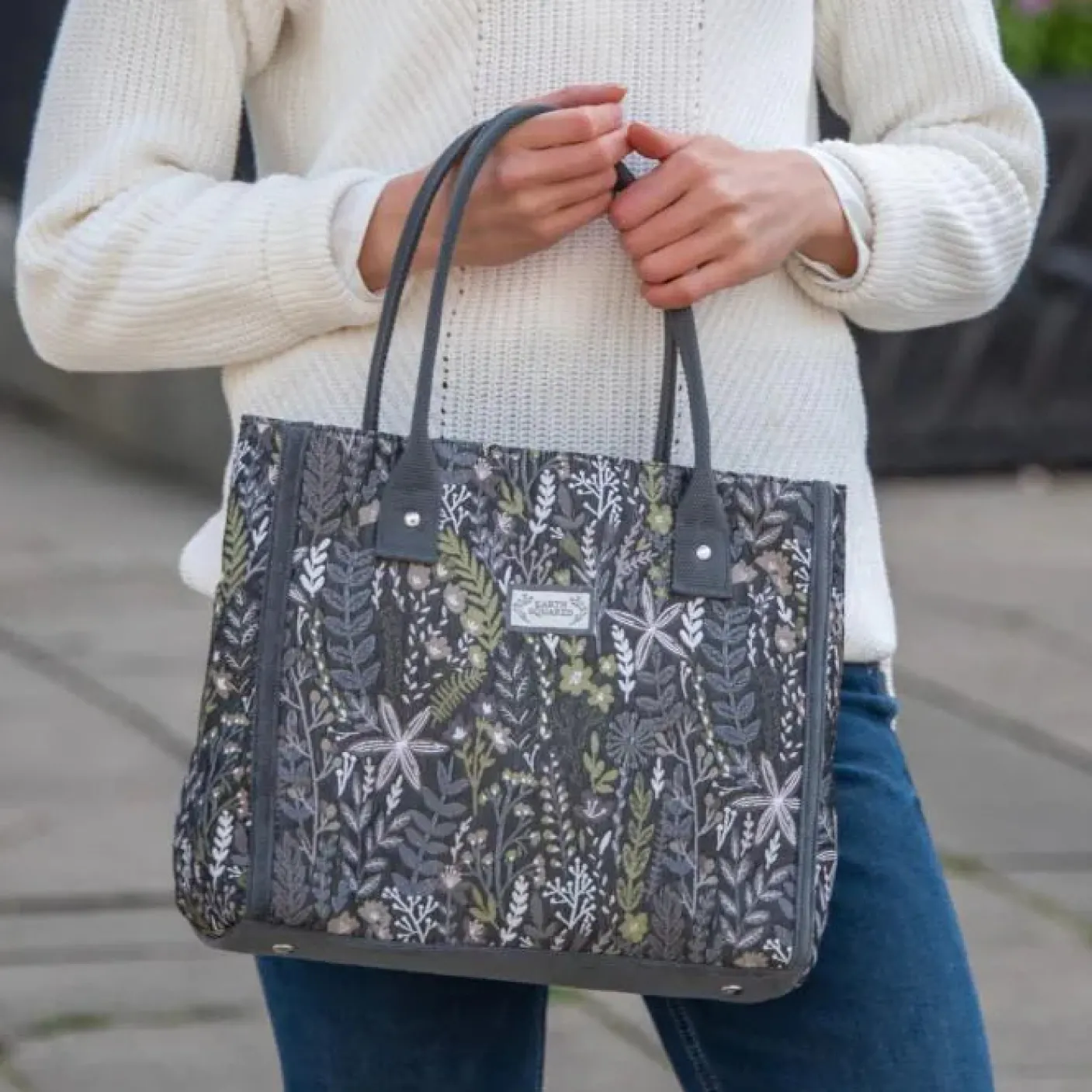 Autumn Jacquard Grey Tote Bag
