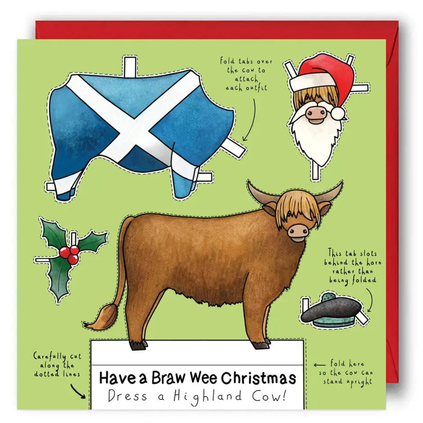 Dress a Highland Cow Christmas Card