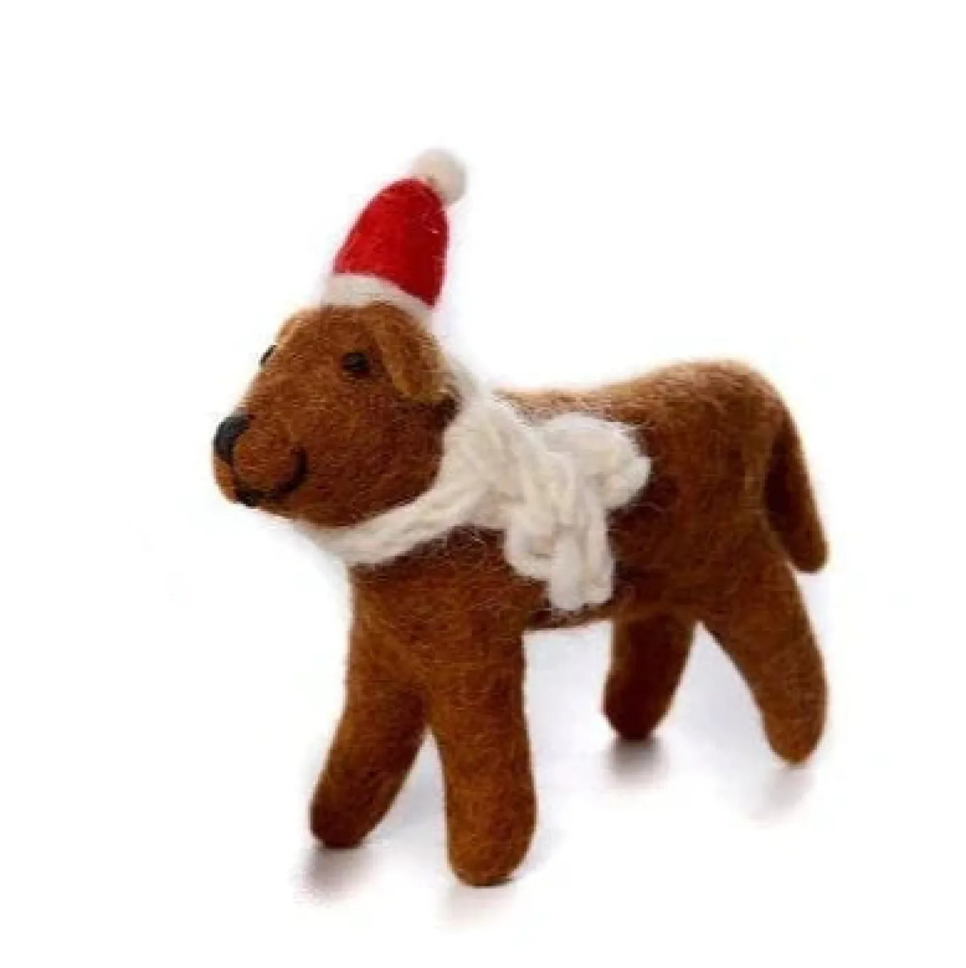 Chocolate Labrador with Hat and Scarf Felt Decoration