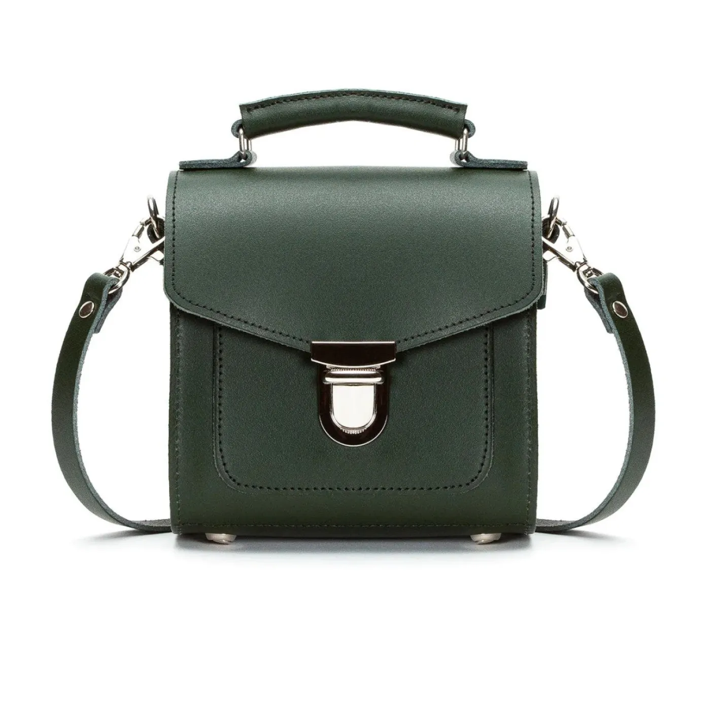 Zatchels Handmade Leather Sugarcube Plus Handbag - Ivy Green