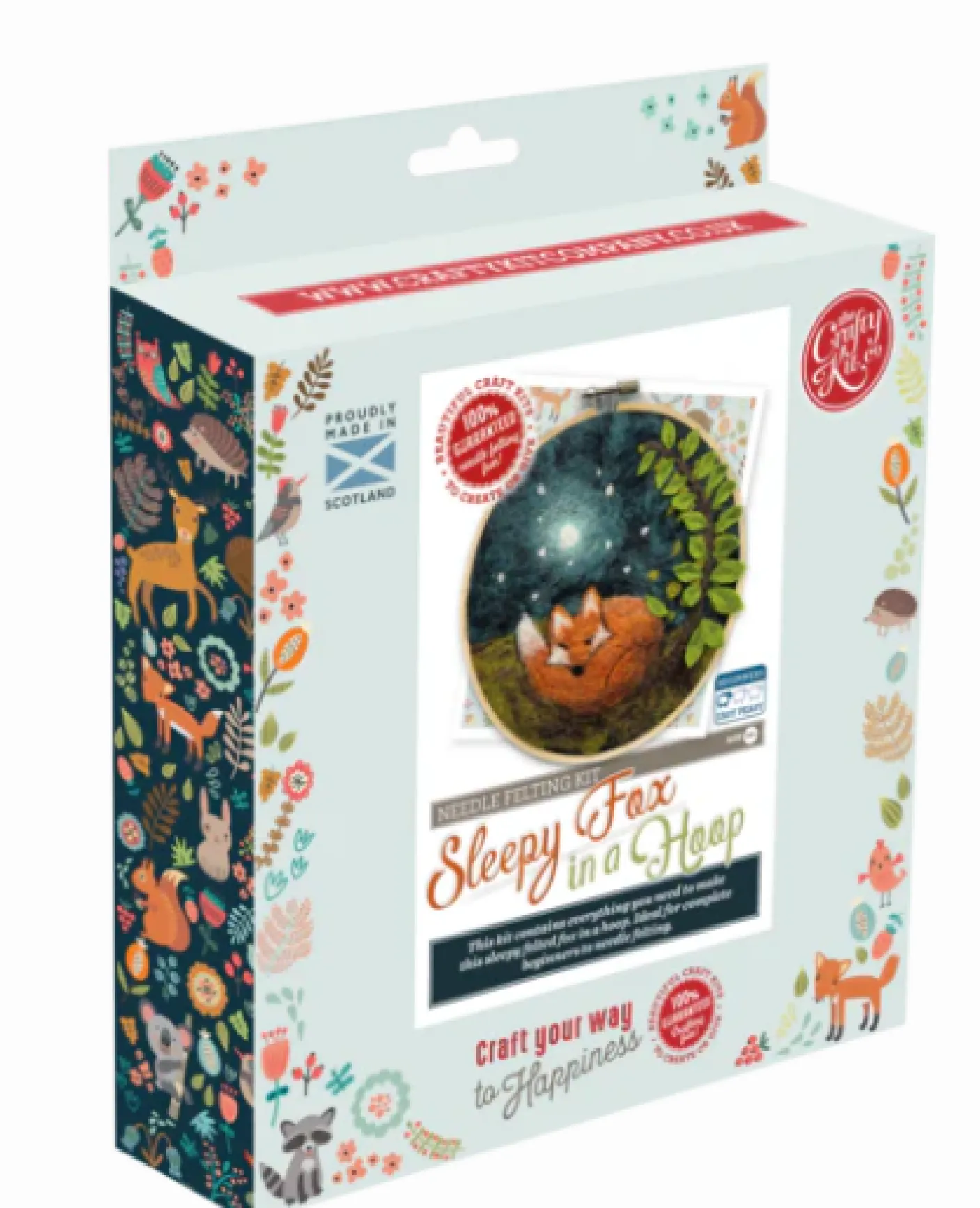 Sleepy Fox in a Hoop Needle Felting Kit