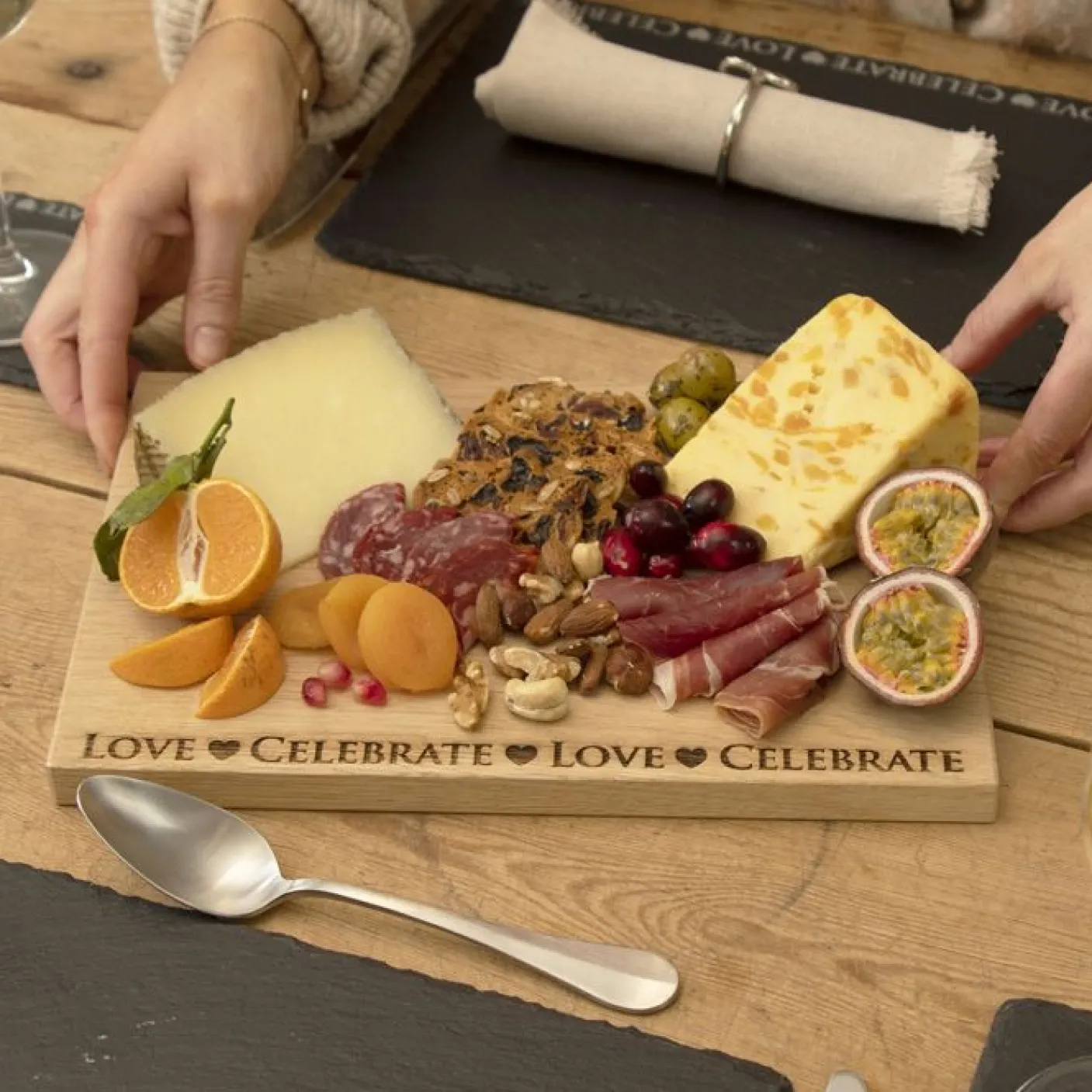 Love & Celebrate Oak Serving Board - 12in