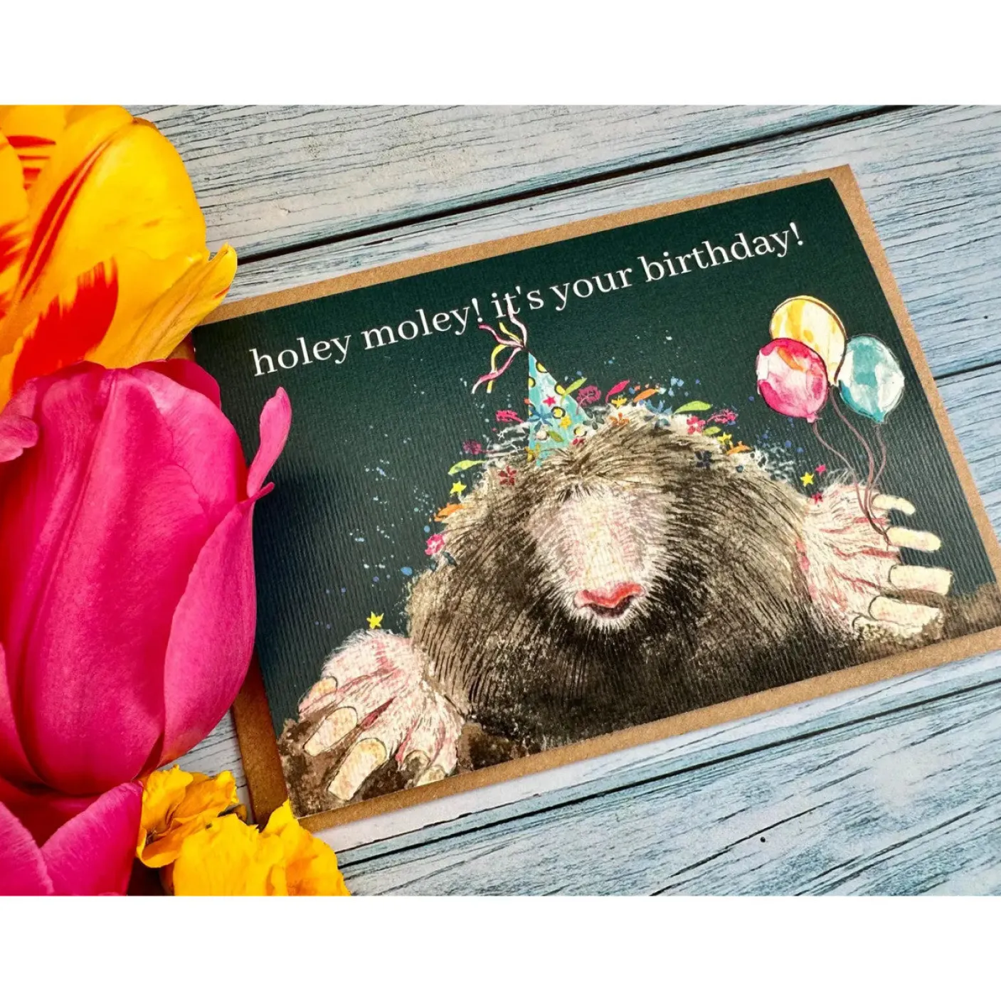 Holey Moley Mole Birthday Eco-card