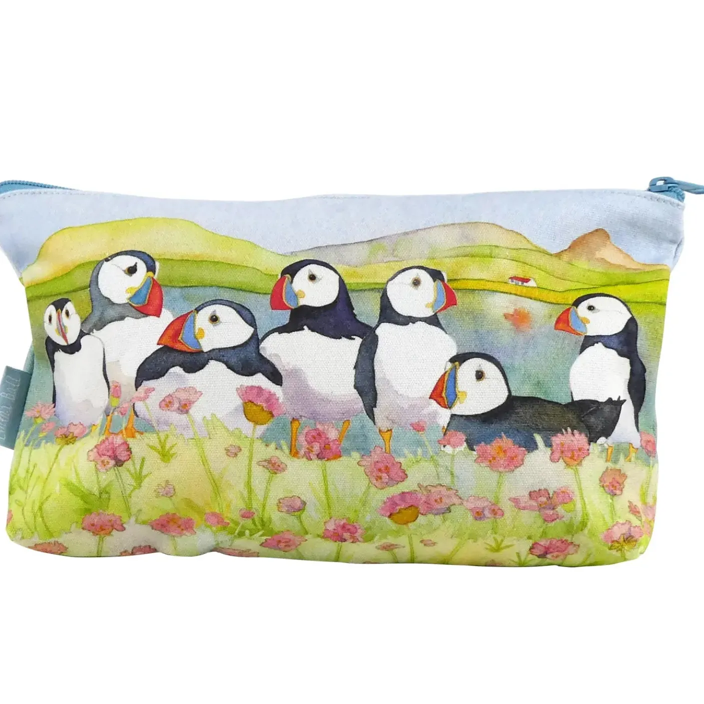 Sea Thrift Puffins Zipped Pouch