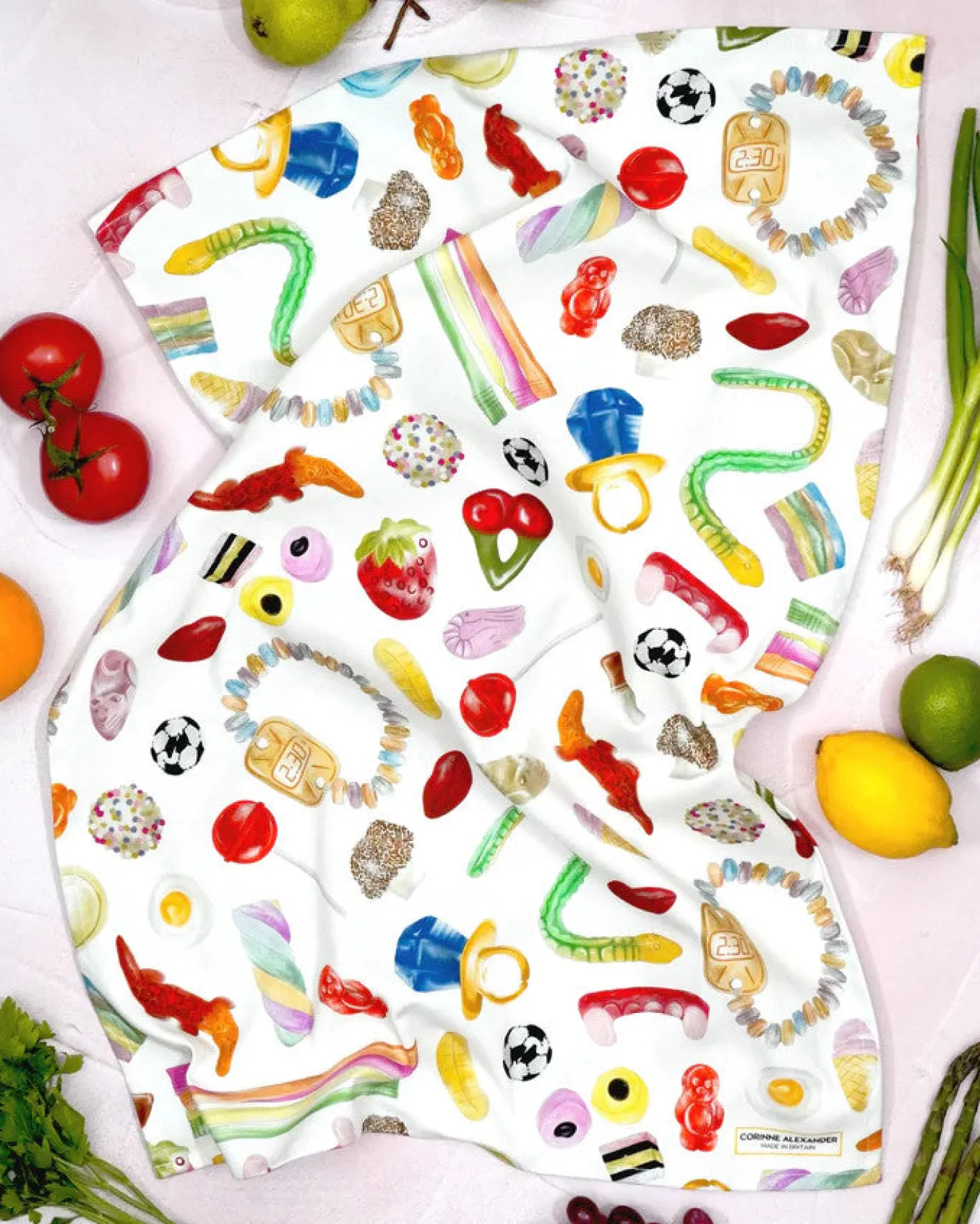 Pick & Mix Tea Towel by Corinne Alexander
