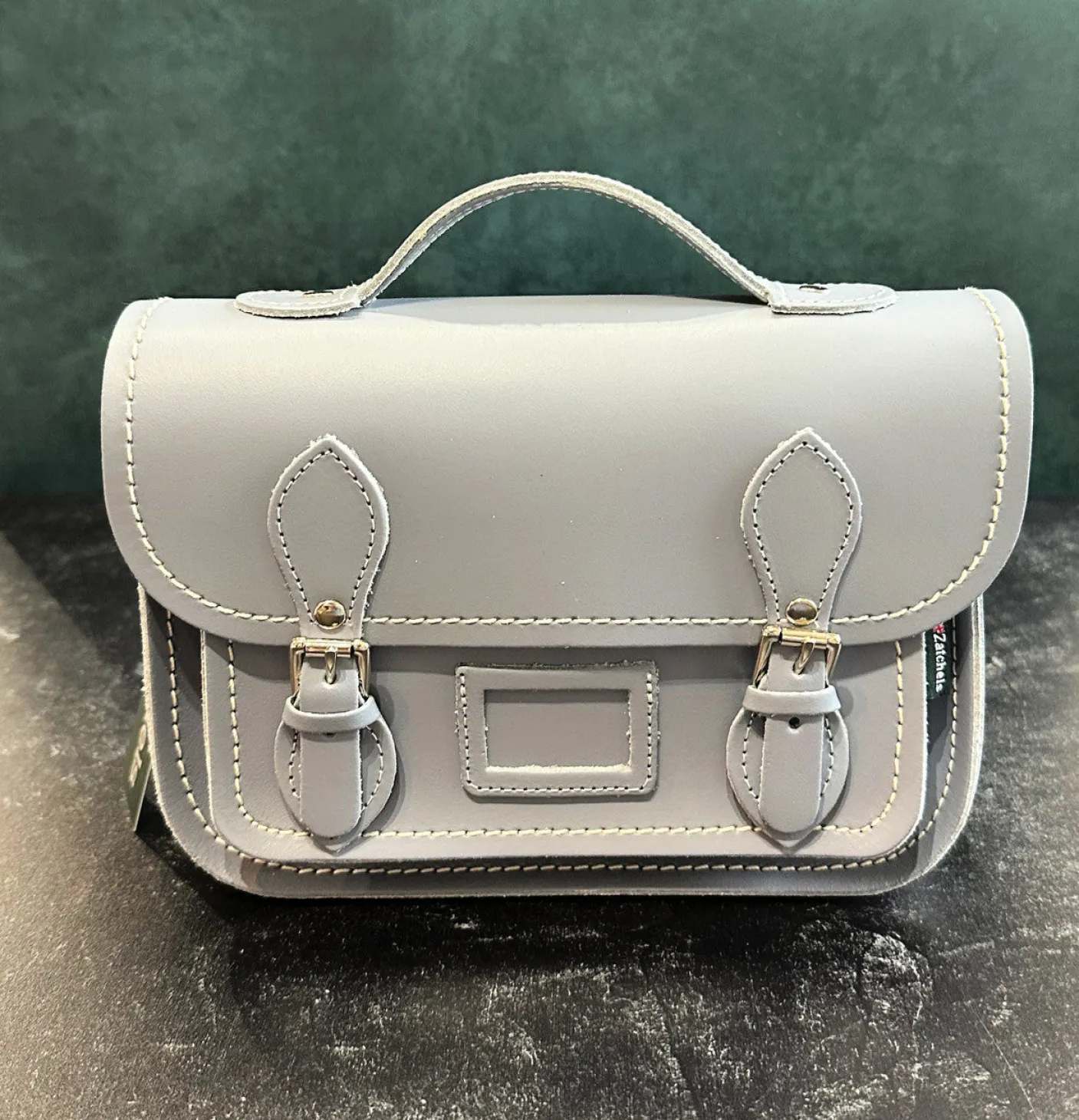 Zatchels Handmade Leather Midi Satchel - Ghost Grey
