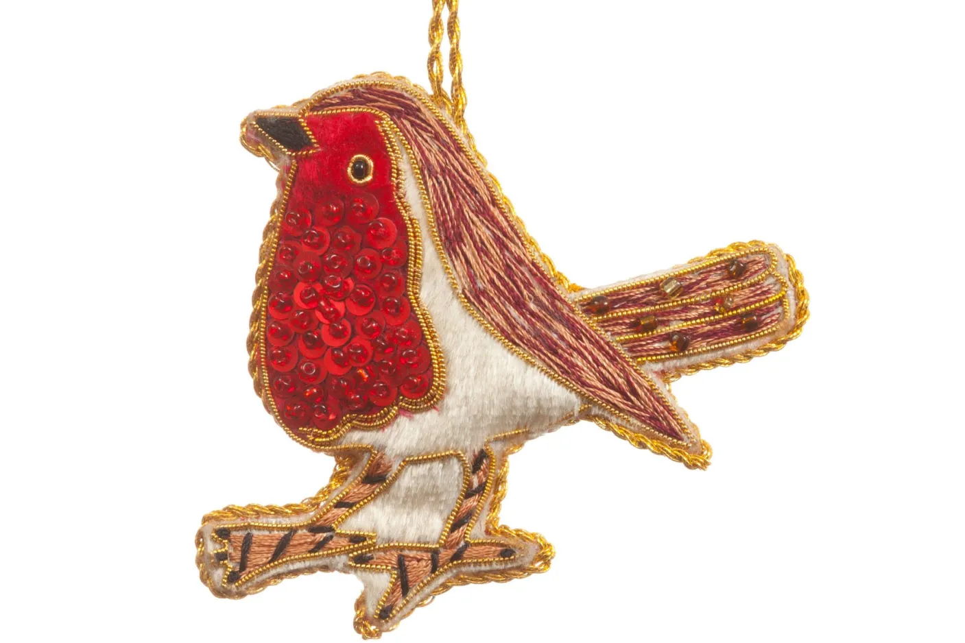 Opulent Sequined Robin Decoration