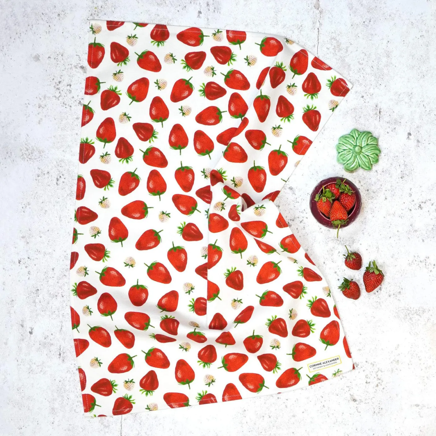 Strawberry Tea Towel by Corinne Alexander