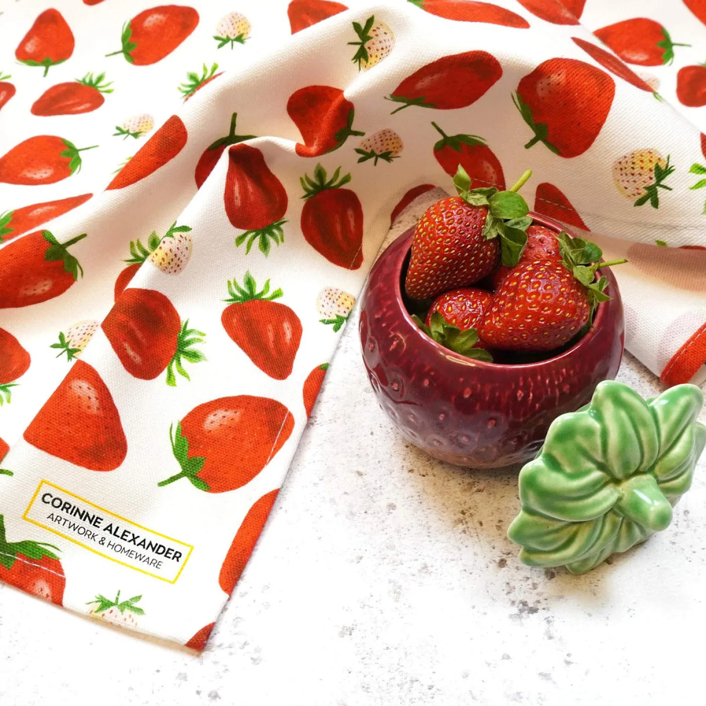 Strawberry Tea Towel by Corinne Alexander
