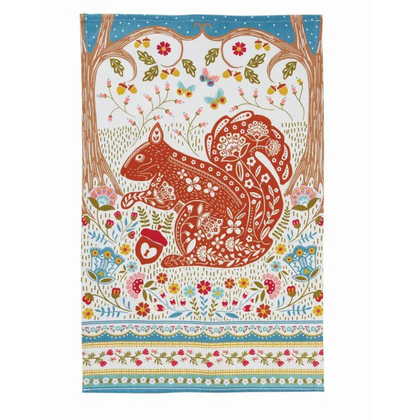 Woodland Squirrel Cotton Tea Towel