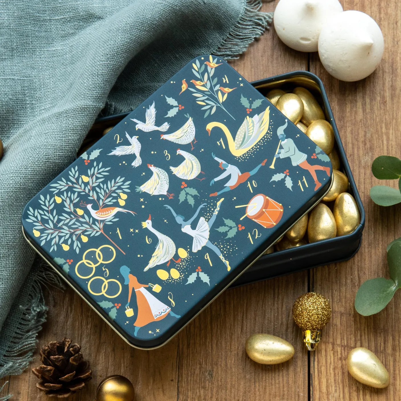 Sara Miller 12 Days of Christmas Small Rectangular Tin