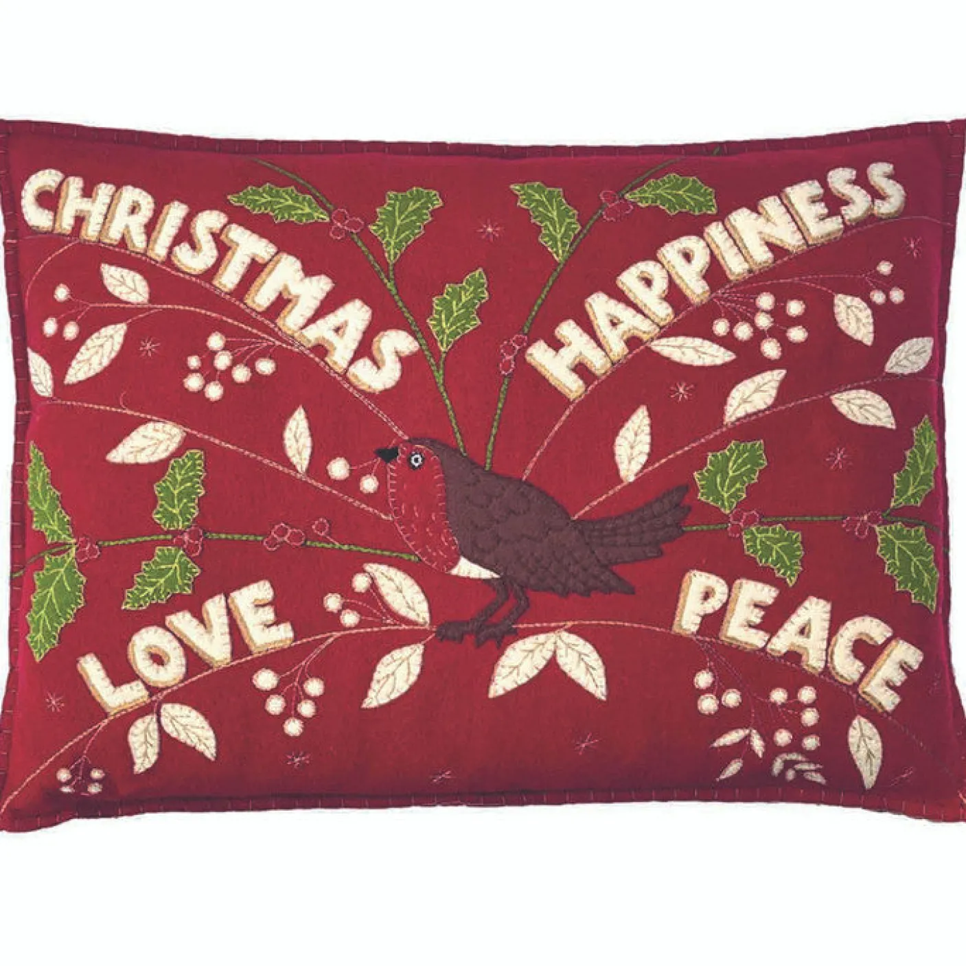 Christmas Robin Pillow - Red