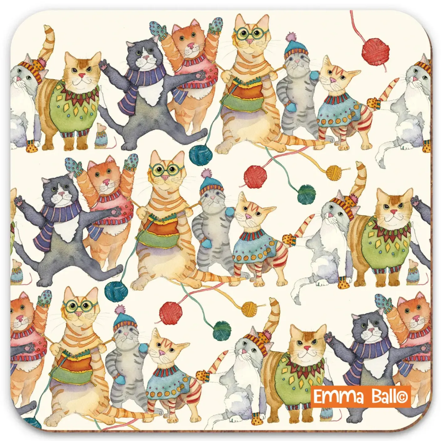 Kittens in Mittens Patterned Coaster