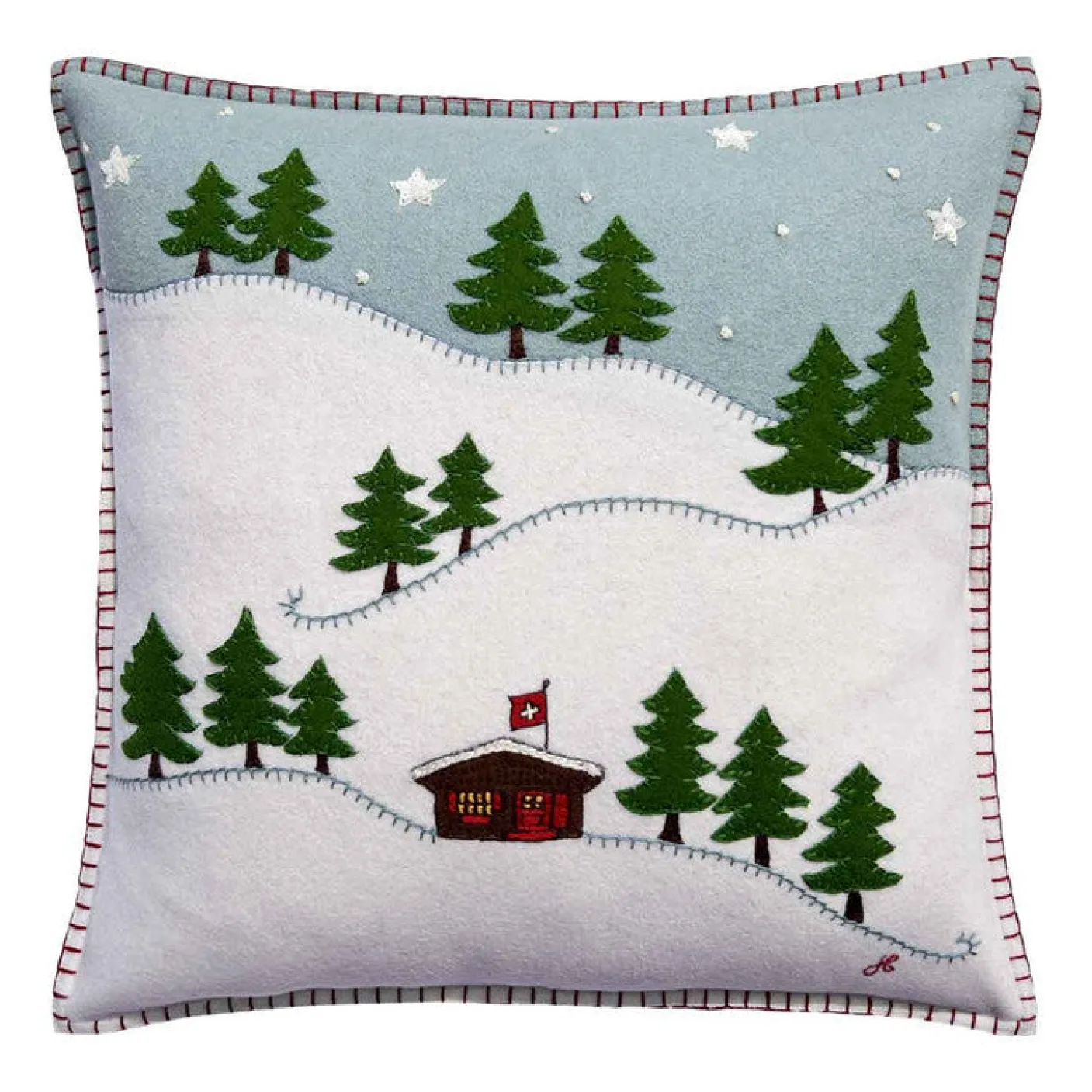 Ski Cabin Pillow - Duck Egg Blue