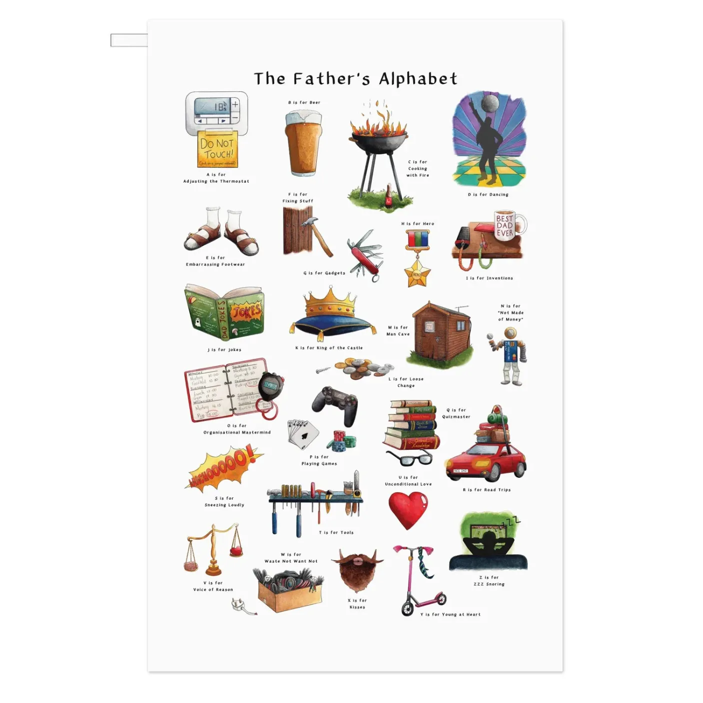 Father's Alphabet Tea Towel