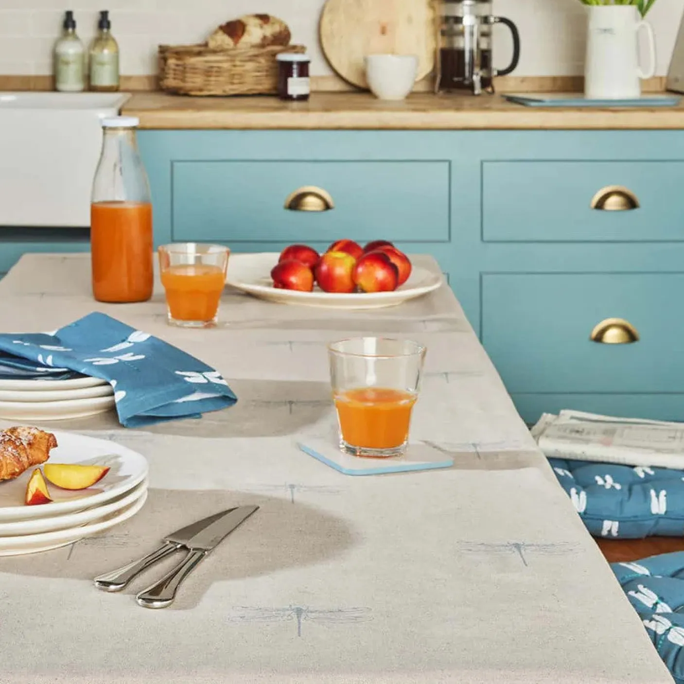 Linen Blend Dragonfly Table Cloth