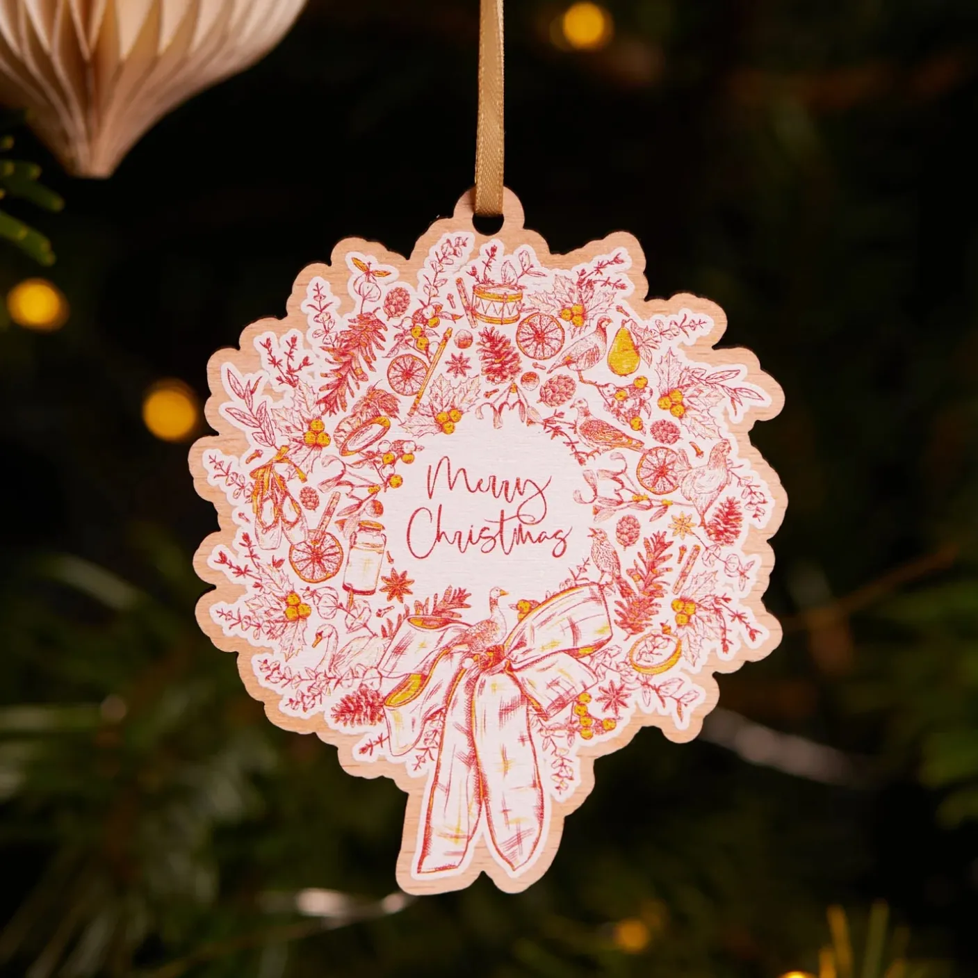 Christmas Wreath Wooden Decoration