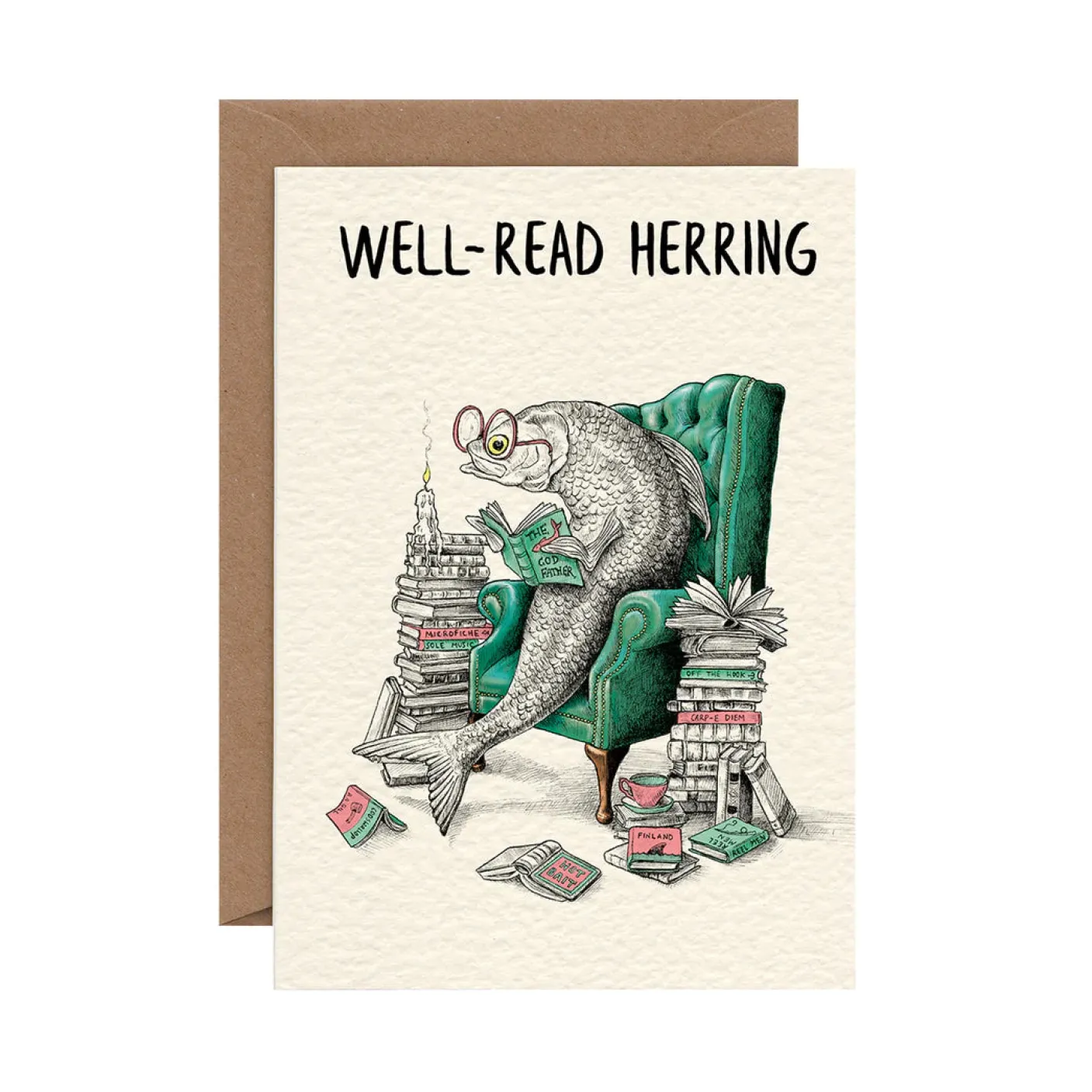 Well-Read Herring Greetings Card