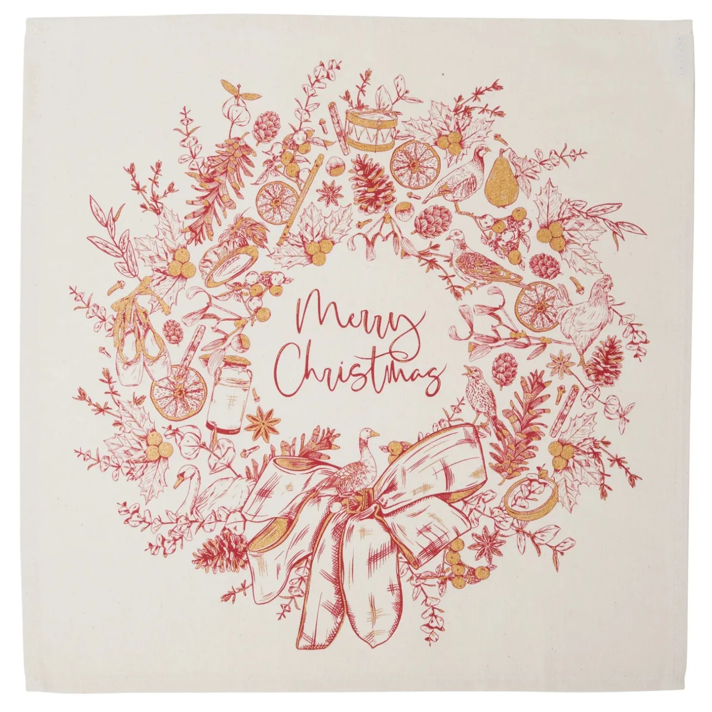 Christmas Wreath Napkins - Set of 4