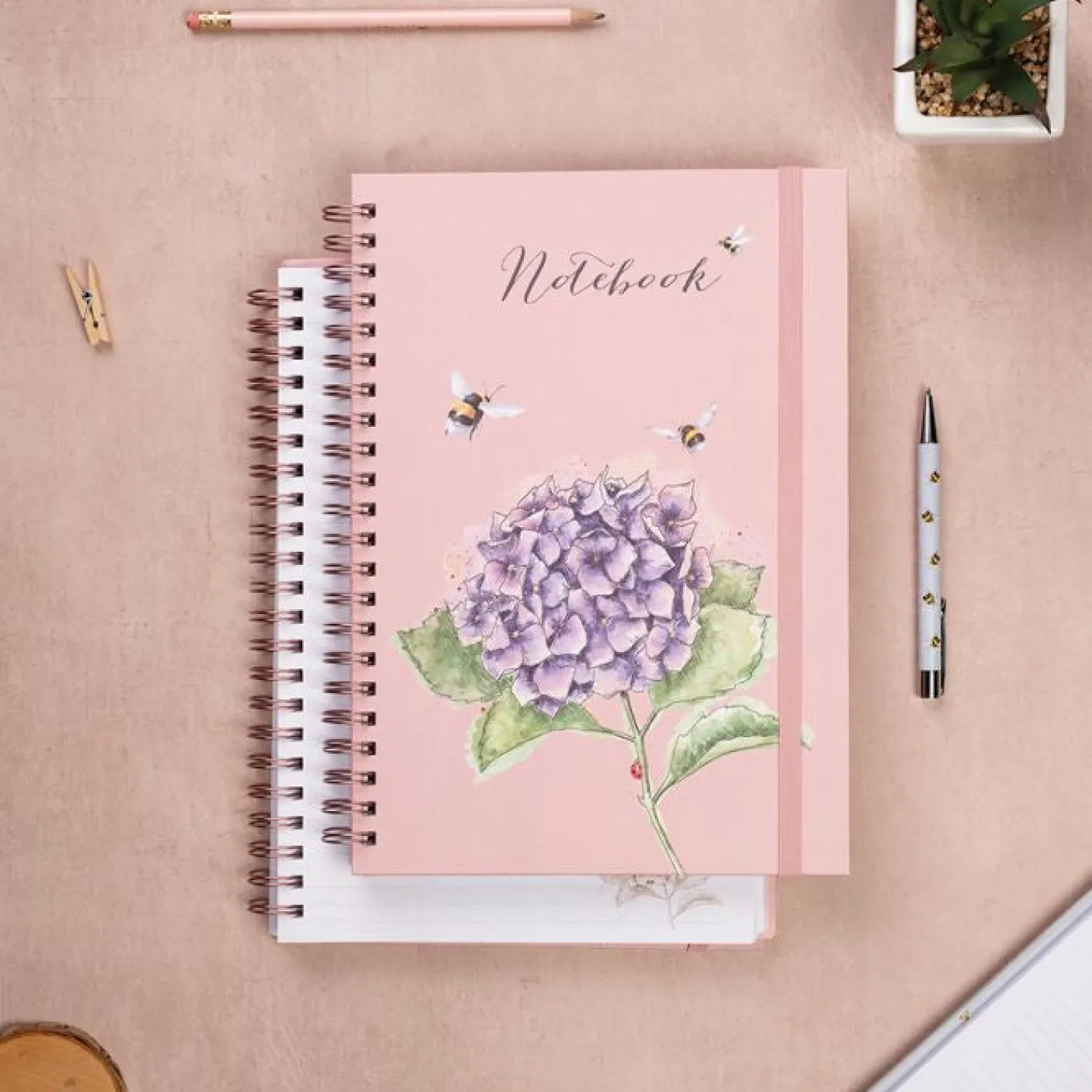 'Hydrangea Bee' Large Spiral Bound Journal