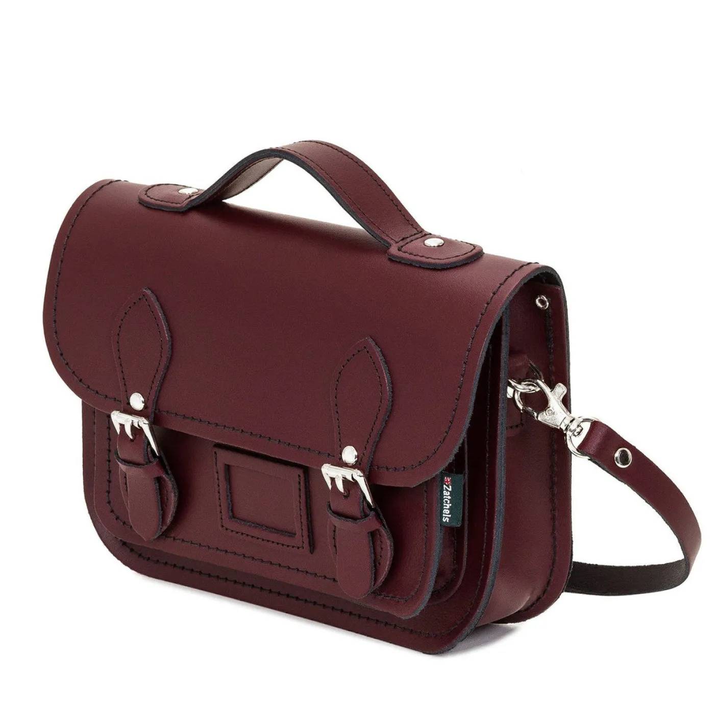 Zatchels Handmade Leather Midi Satchel - Marsala Red