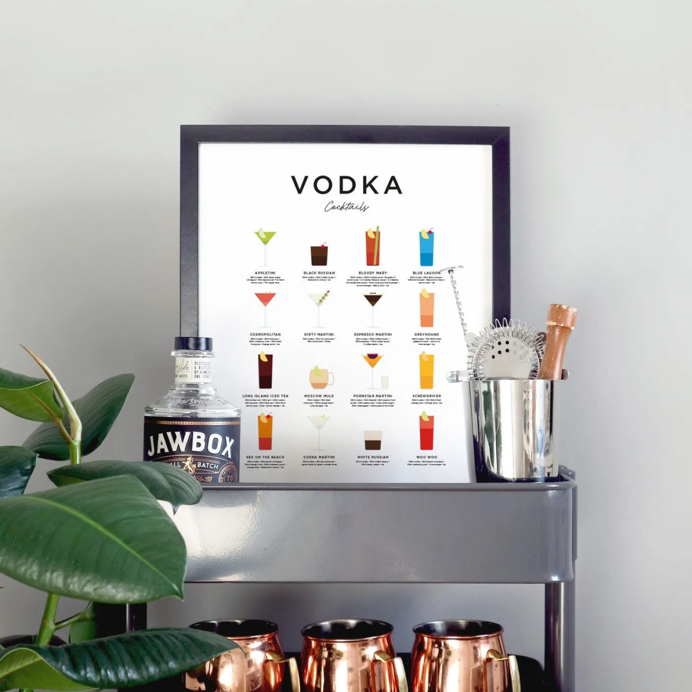 Vodka Cocktails Print - Framed