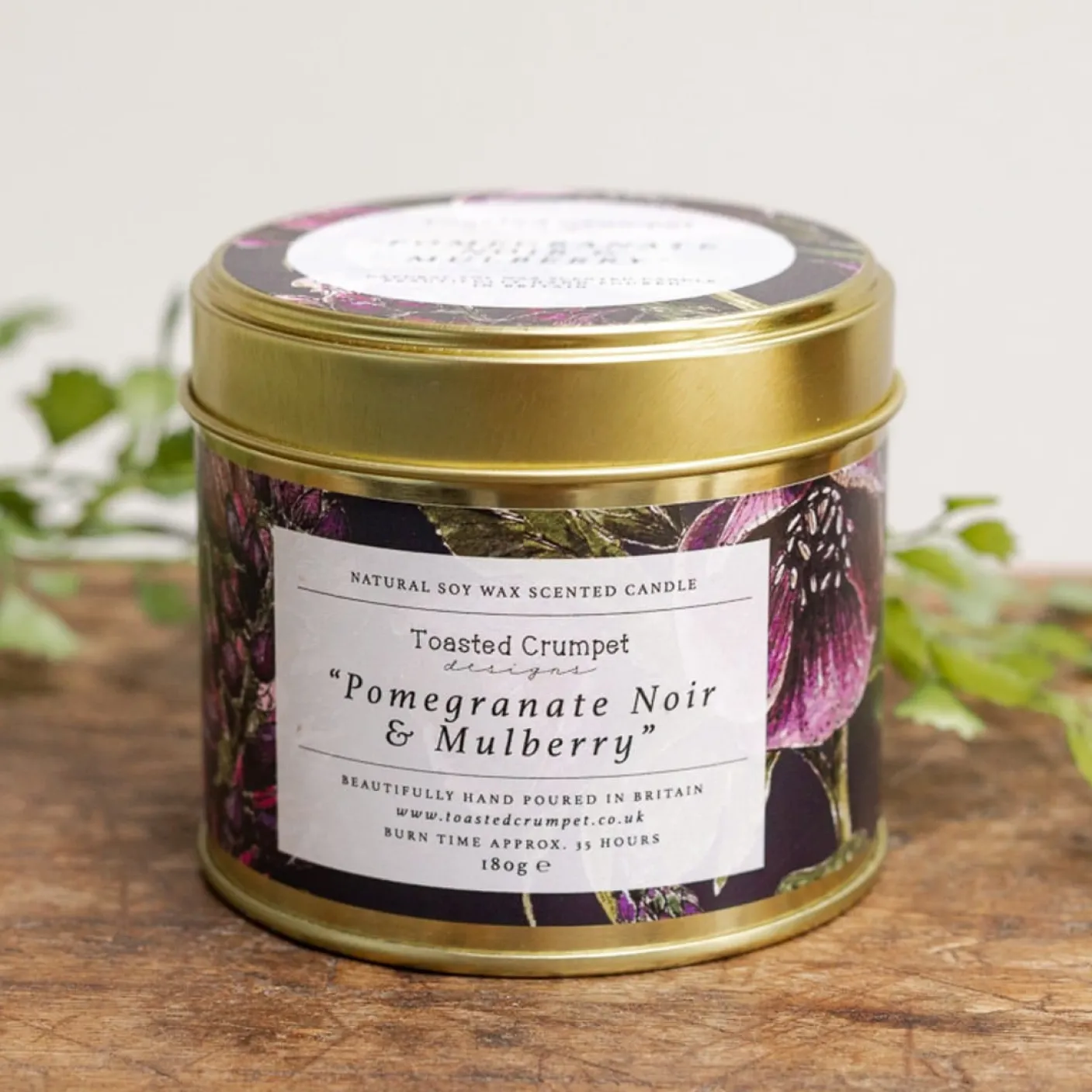 Pomegranate Noir & Mulberry Candle in a Matt Gold Tin