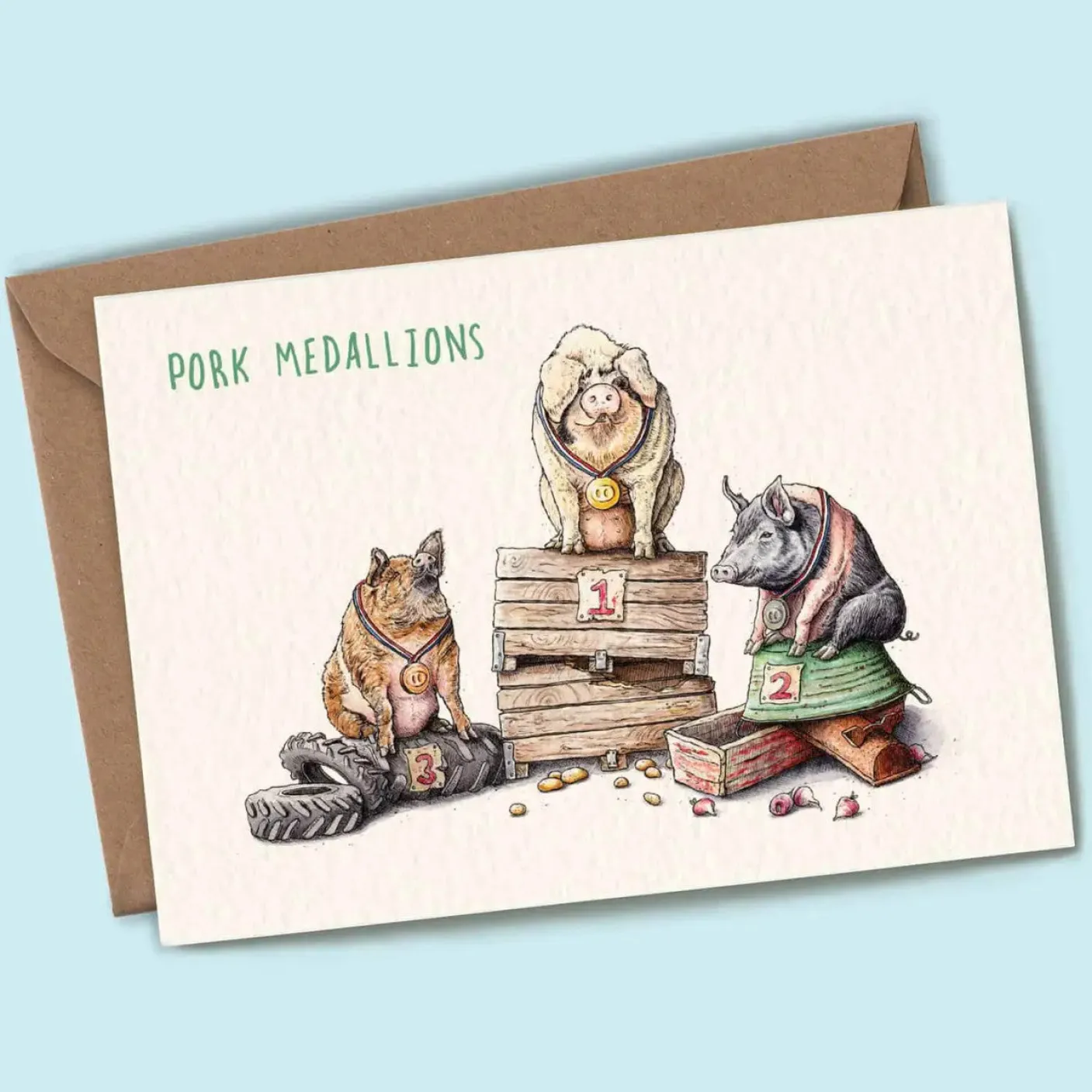 Pork Medallions Greetings Card