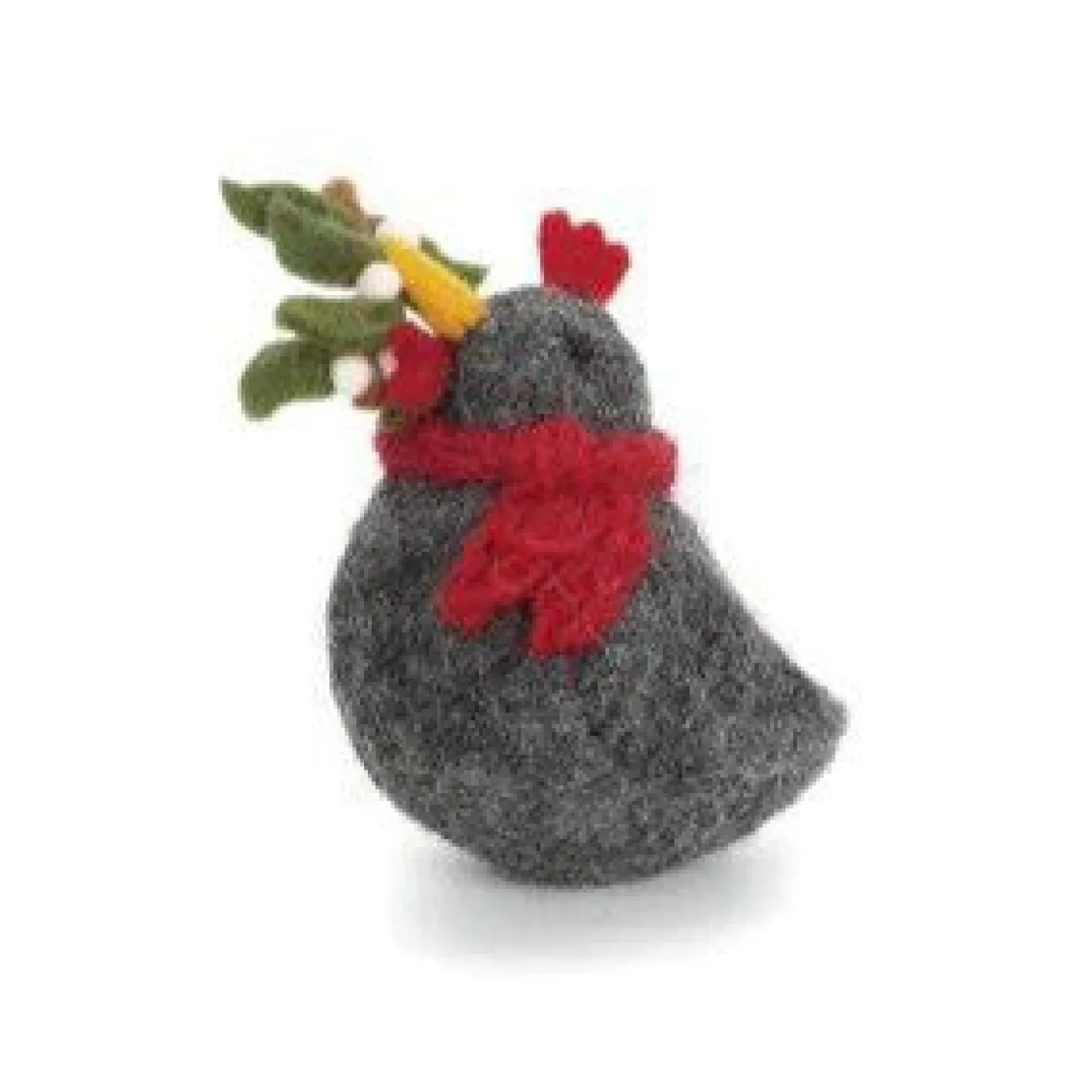 Christmas Chickens with Mistletoe & Holly Sprigs Felt Decoration