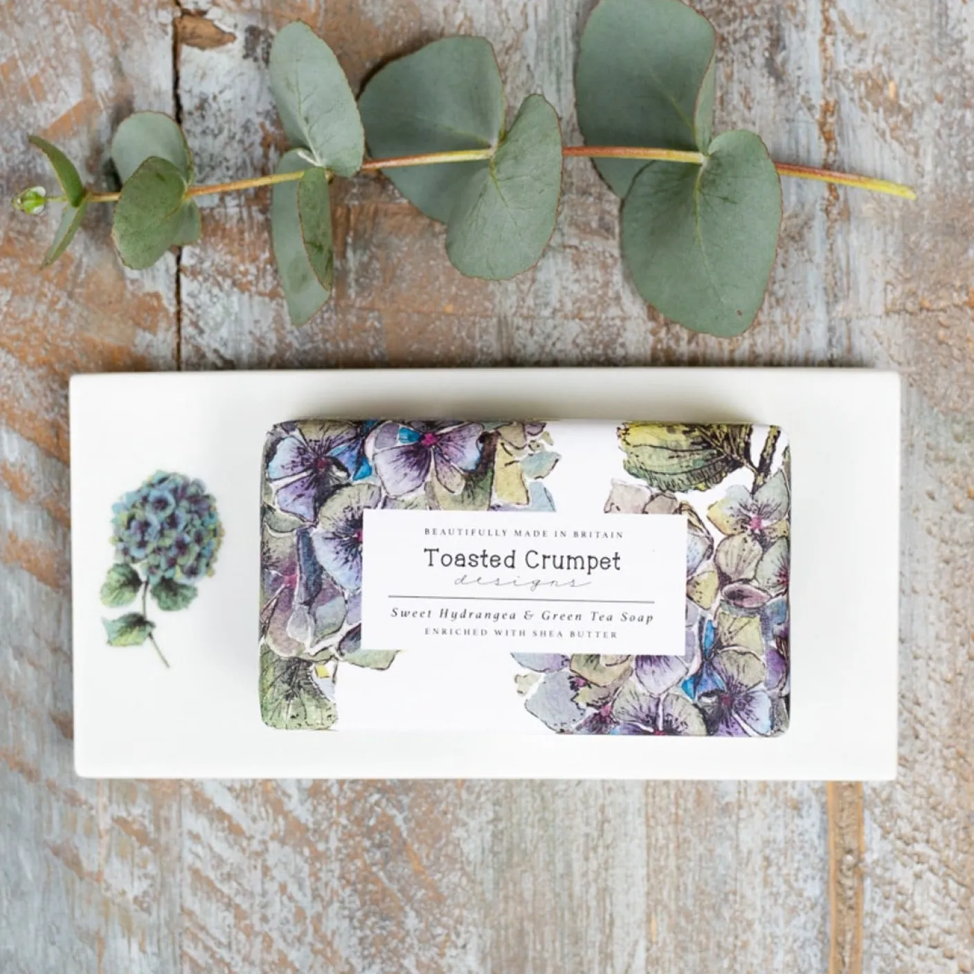 Hydrangea Bone China Rectangular Soap Dish