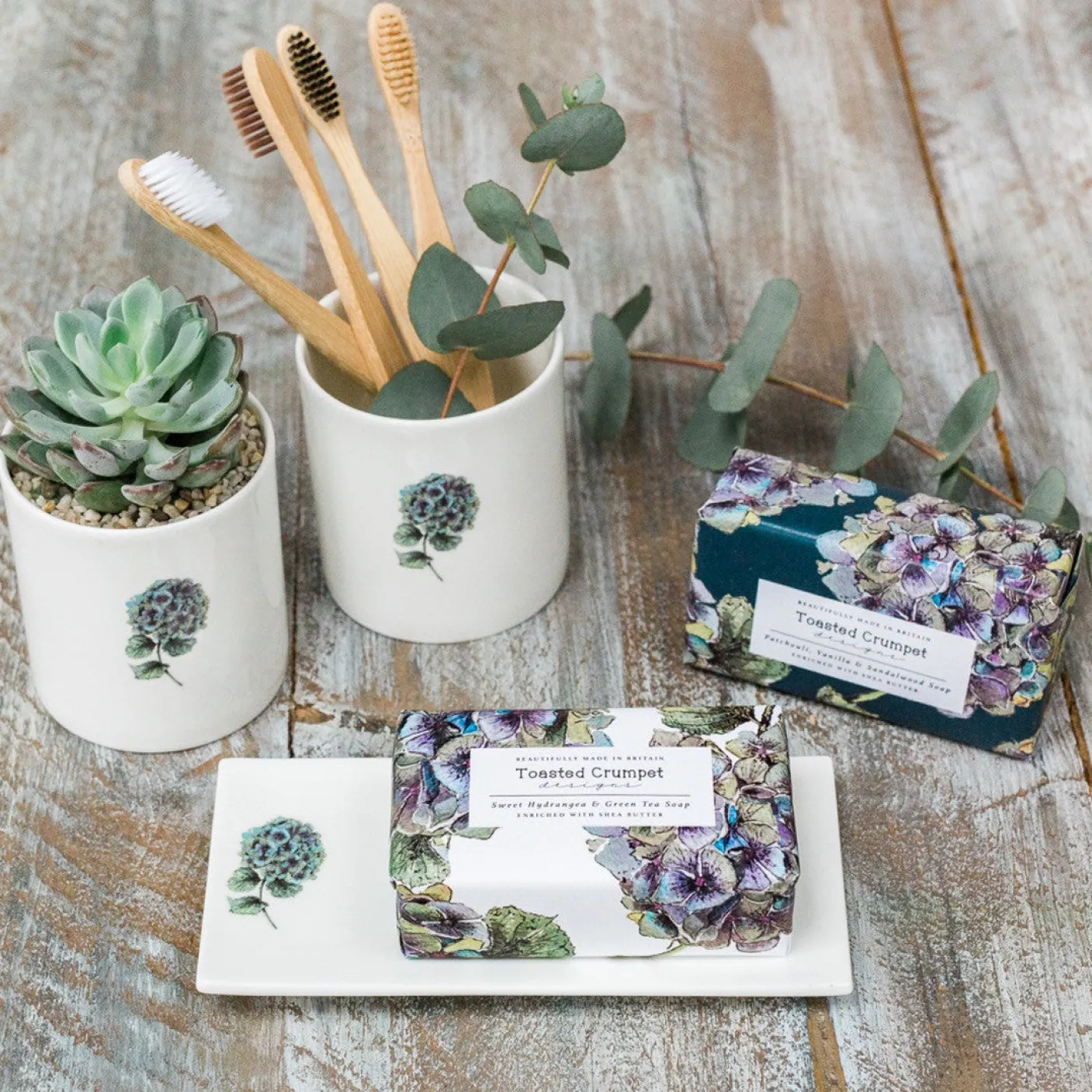 Hydrangea Bone China Rectangular Soap Dish