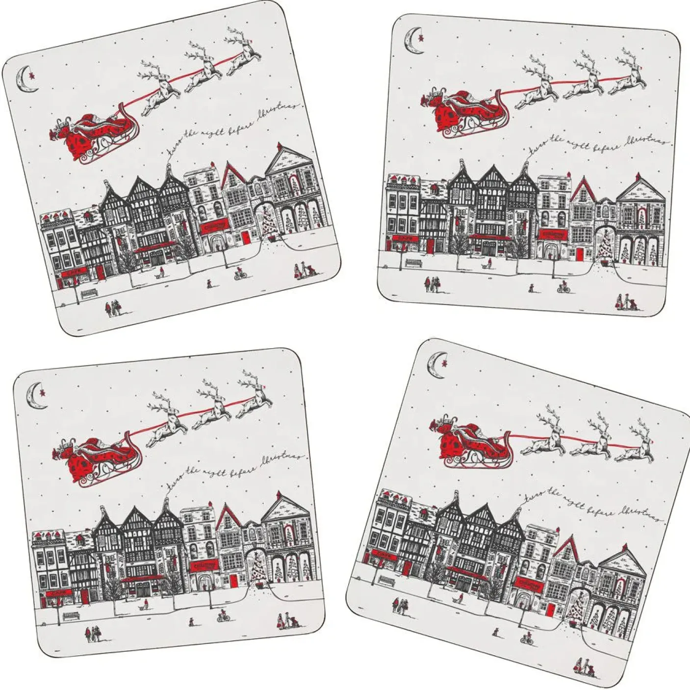 Santa's Sleigh Set of 4 Coasters