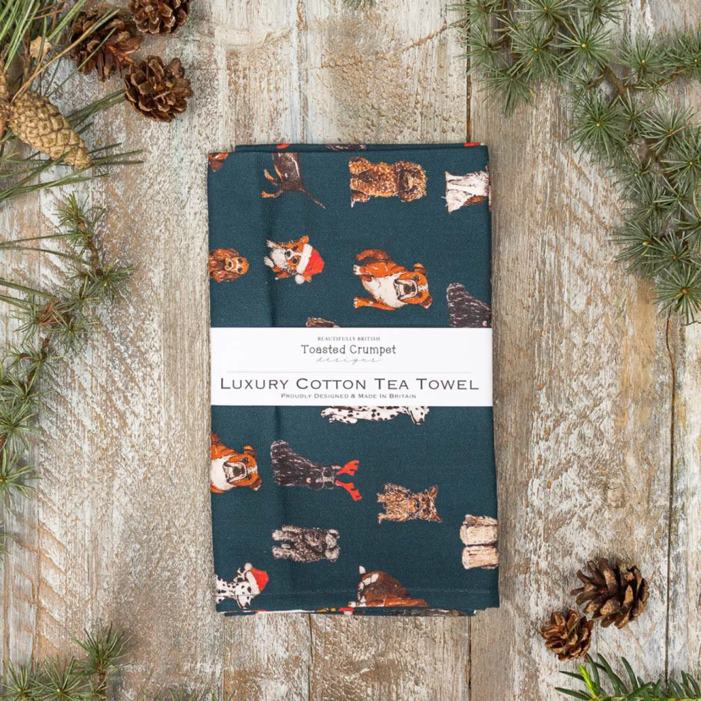 Christmas Dogs Tea Towel