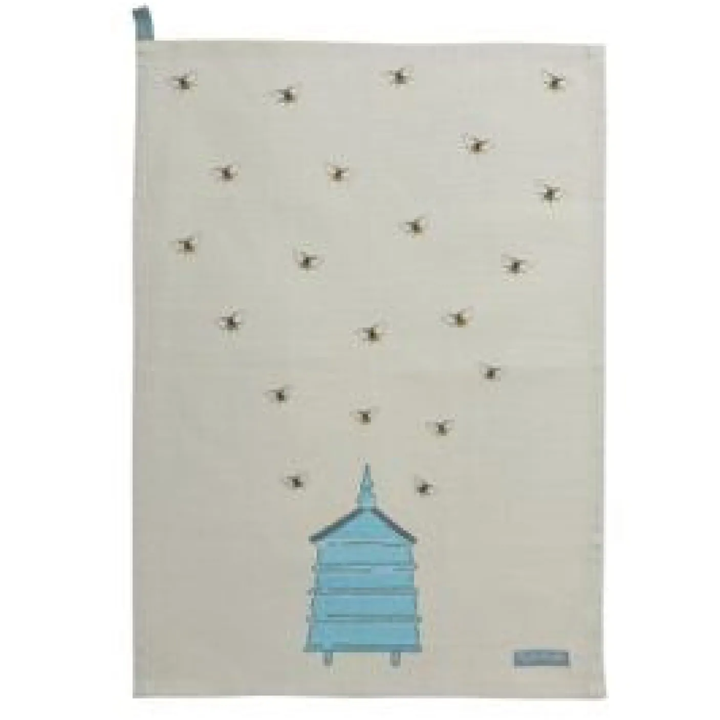 Bees Teal Scene Tea Towel