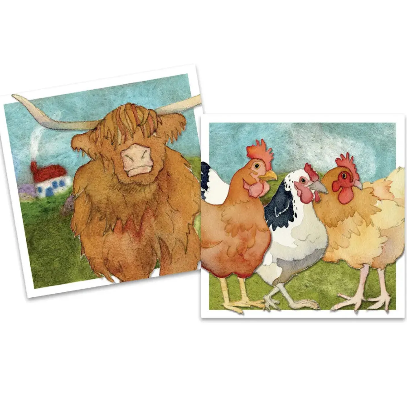 Felted Farm pack of 10 Mini Notecards
