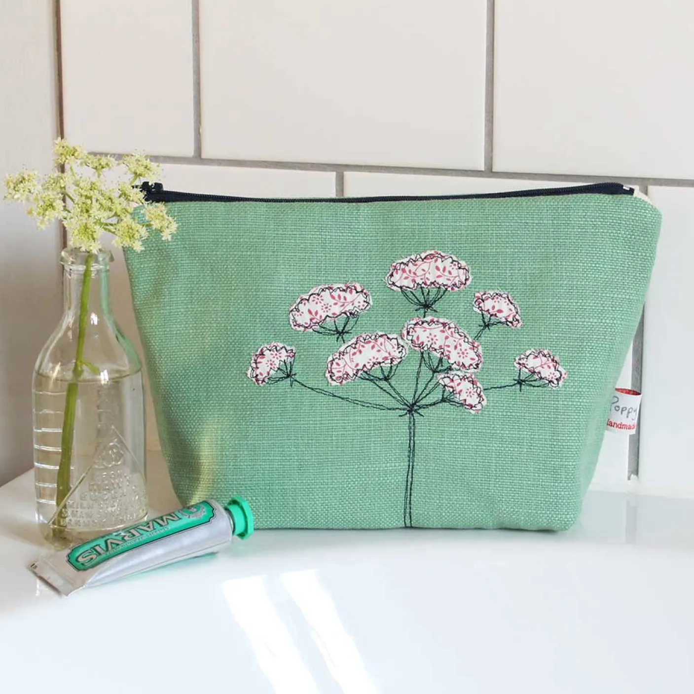 Wild Parsley Embroidered Lined Make Up Bag
