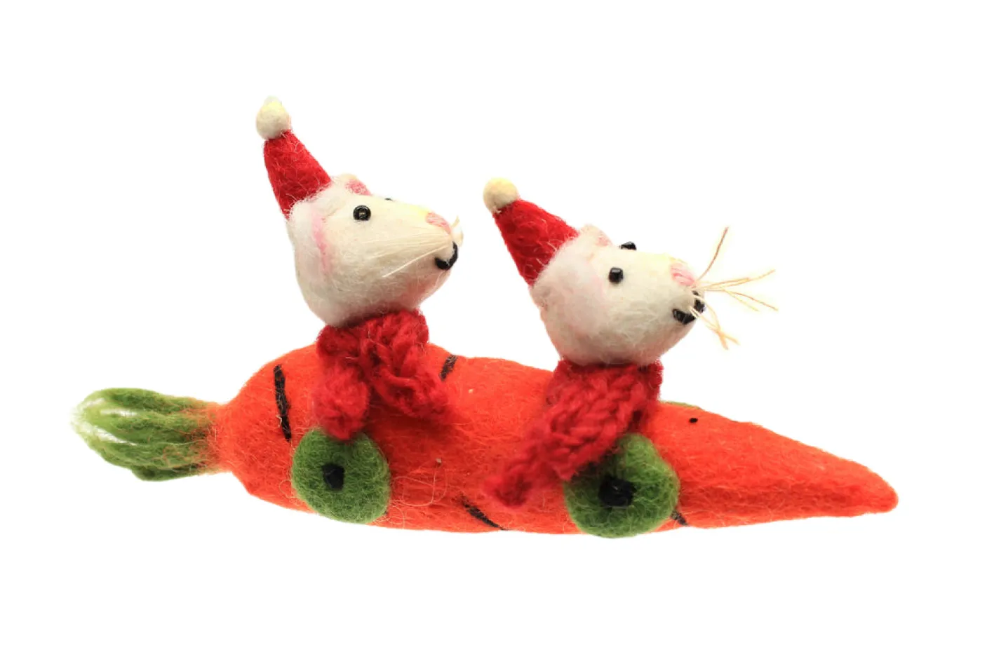 Christmas Carrot Car with Mice Felt Decoration